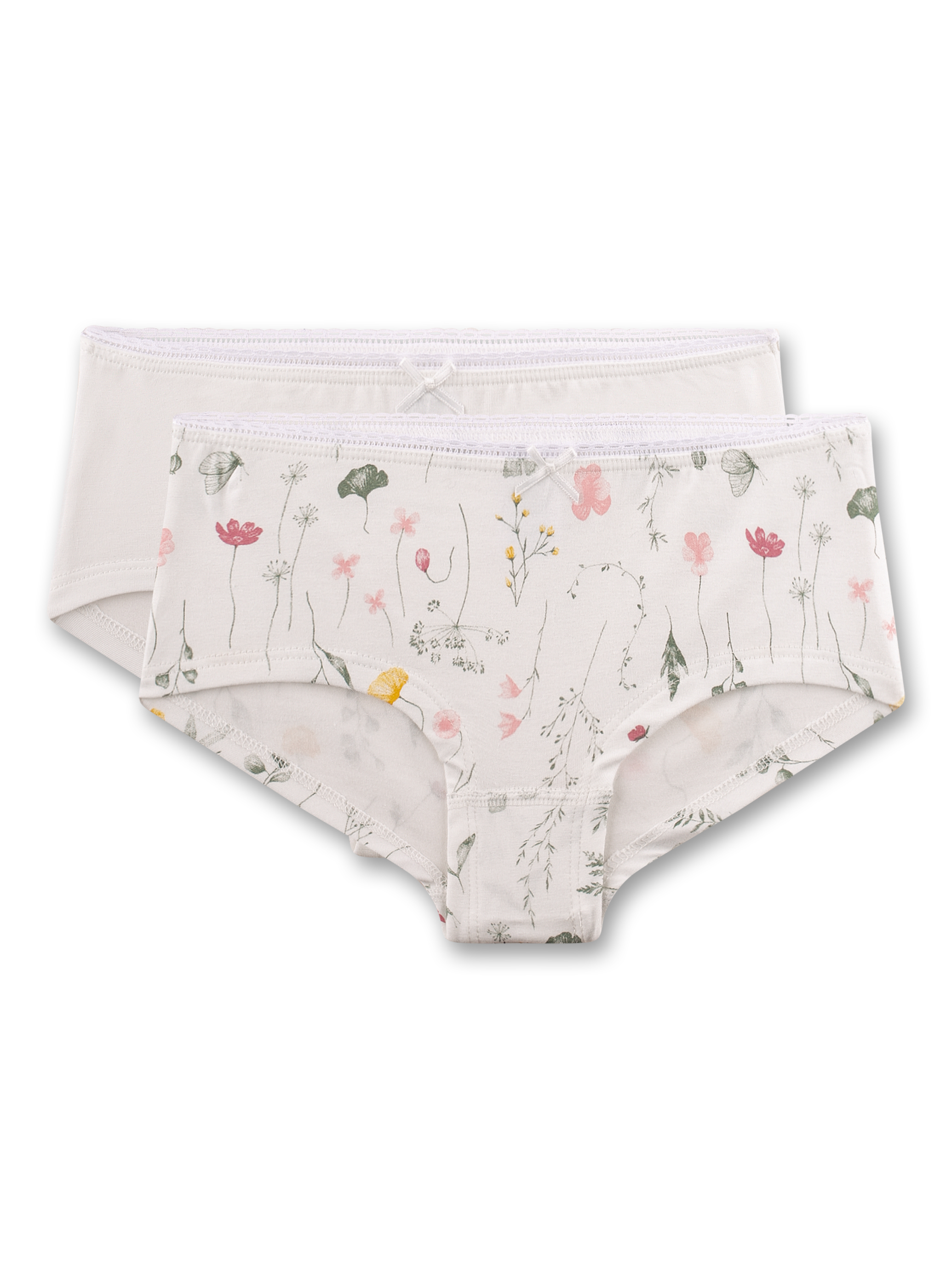 Mädchen-Hipster (Doppelpack) beige Blumen