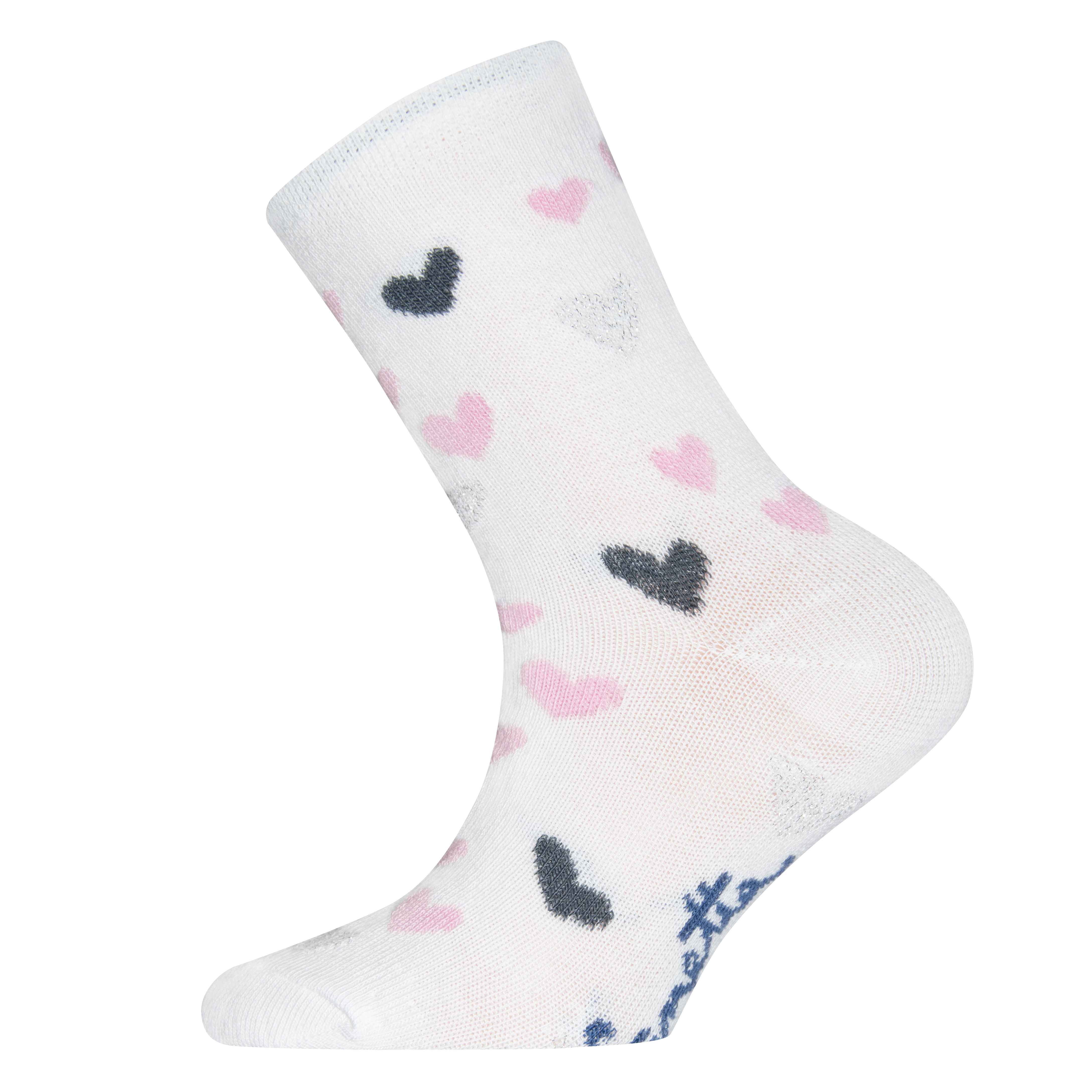 Mädchen-Socken (Doppelpack) Weiß Herzchen Ringel