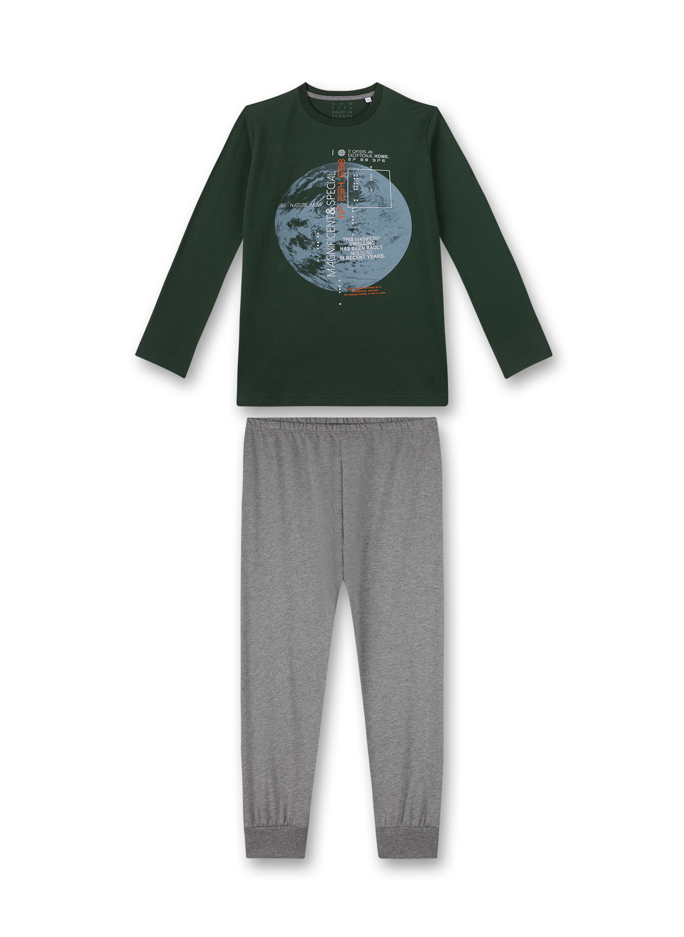 Jungen-Schlafanzug Grün Planet Earth