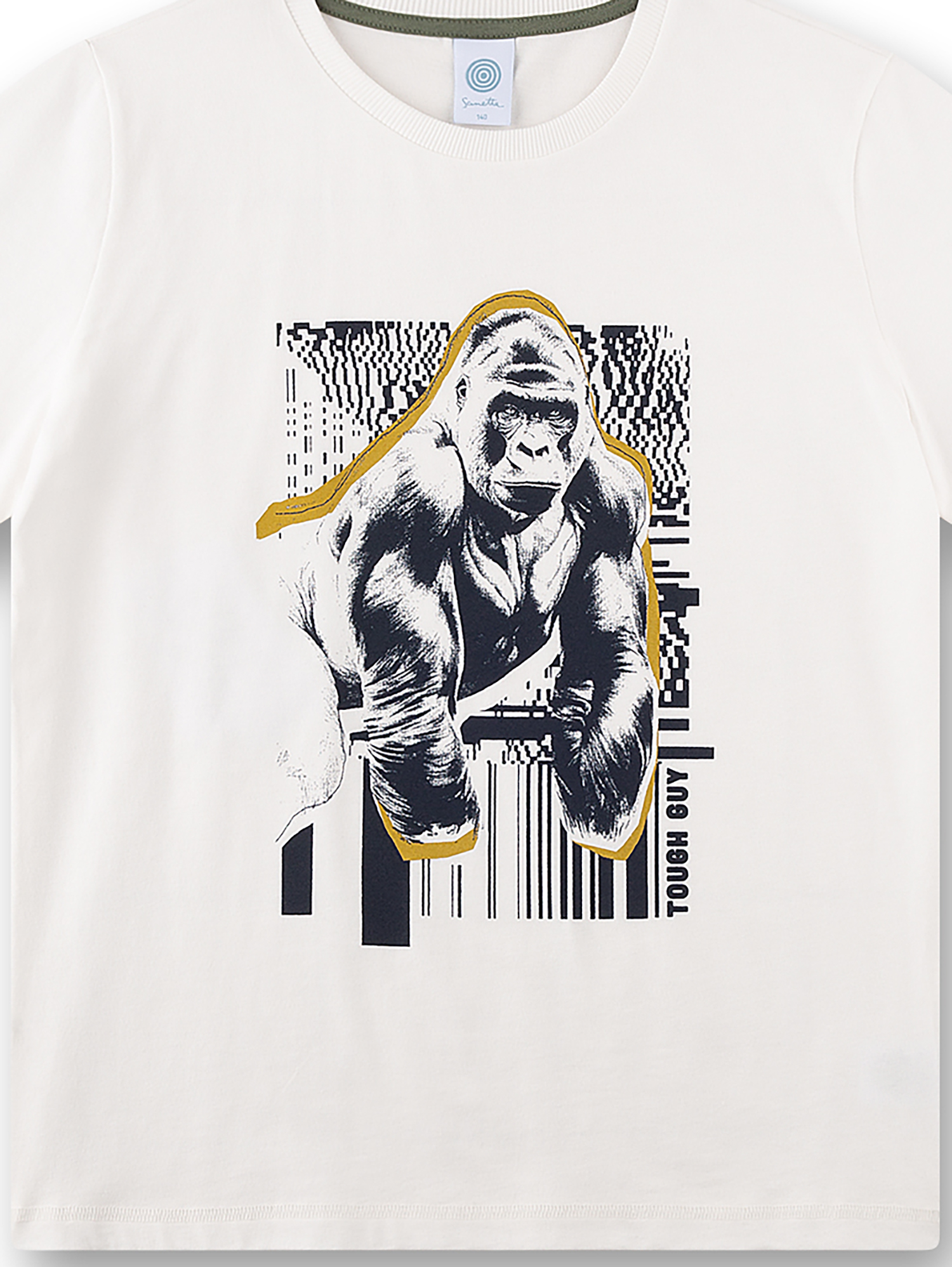T-Shirt, Kurzarm, Gorilla Grafik, Weiß, Druck