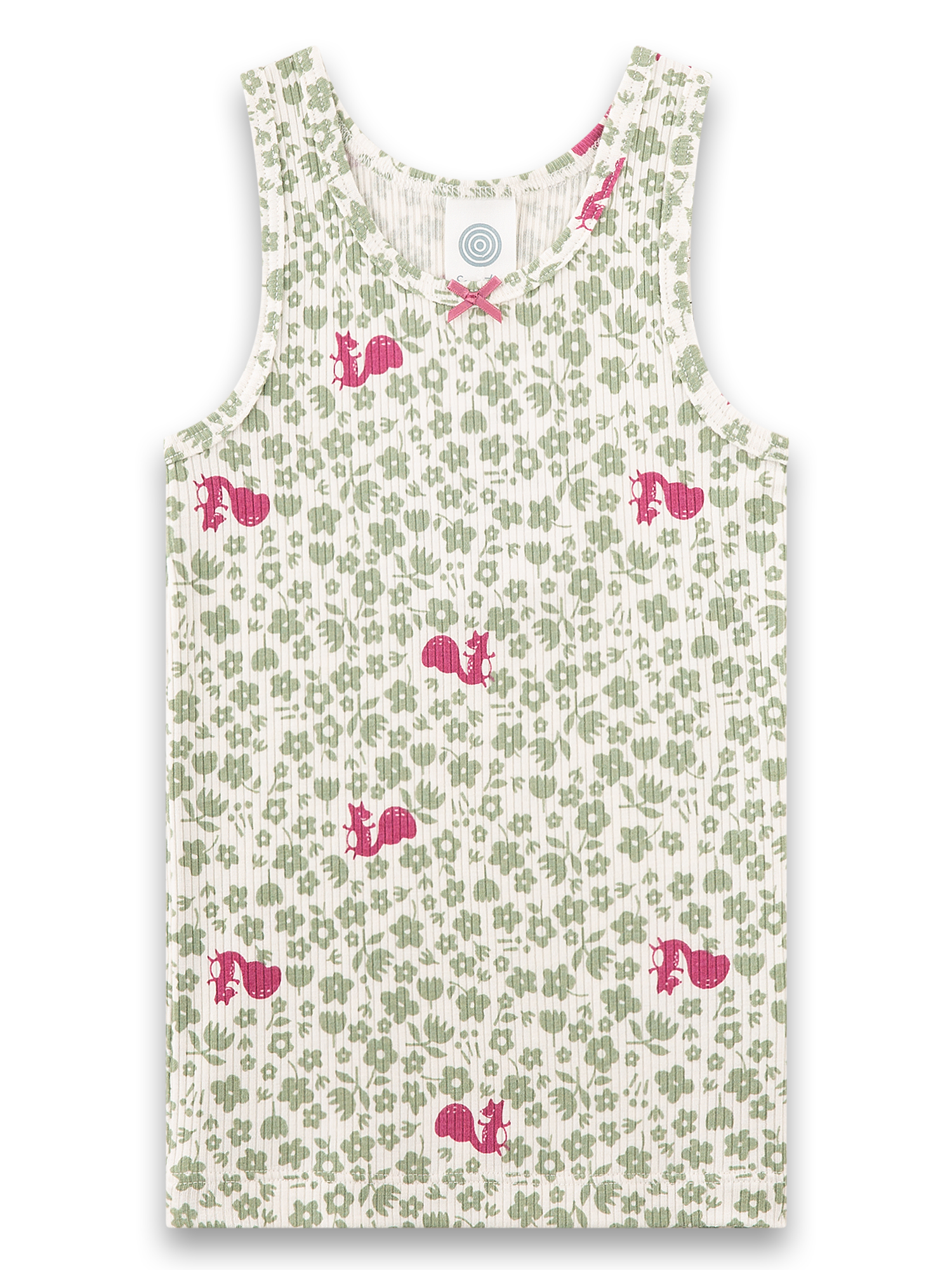 Tanktop, Kleid, Blumenmuster, Sleeveless, Grün Rosa Akzente