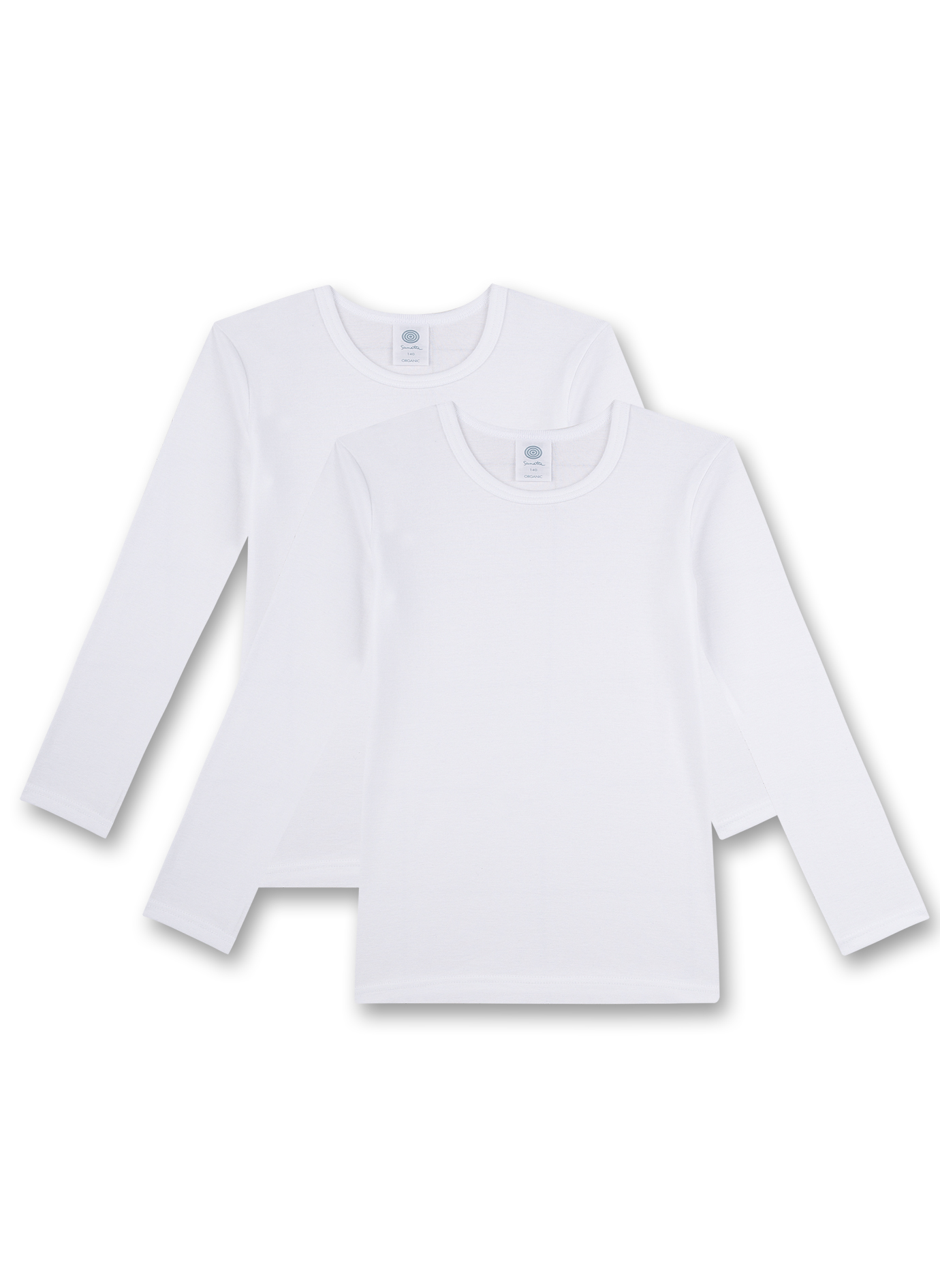 Unisex-Unterhemd langarm (Doppelpack) Weiß