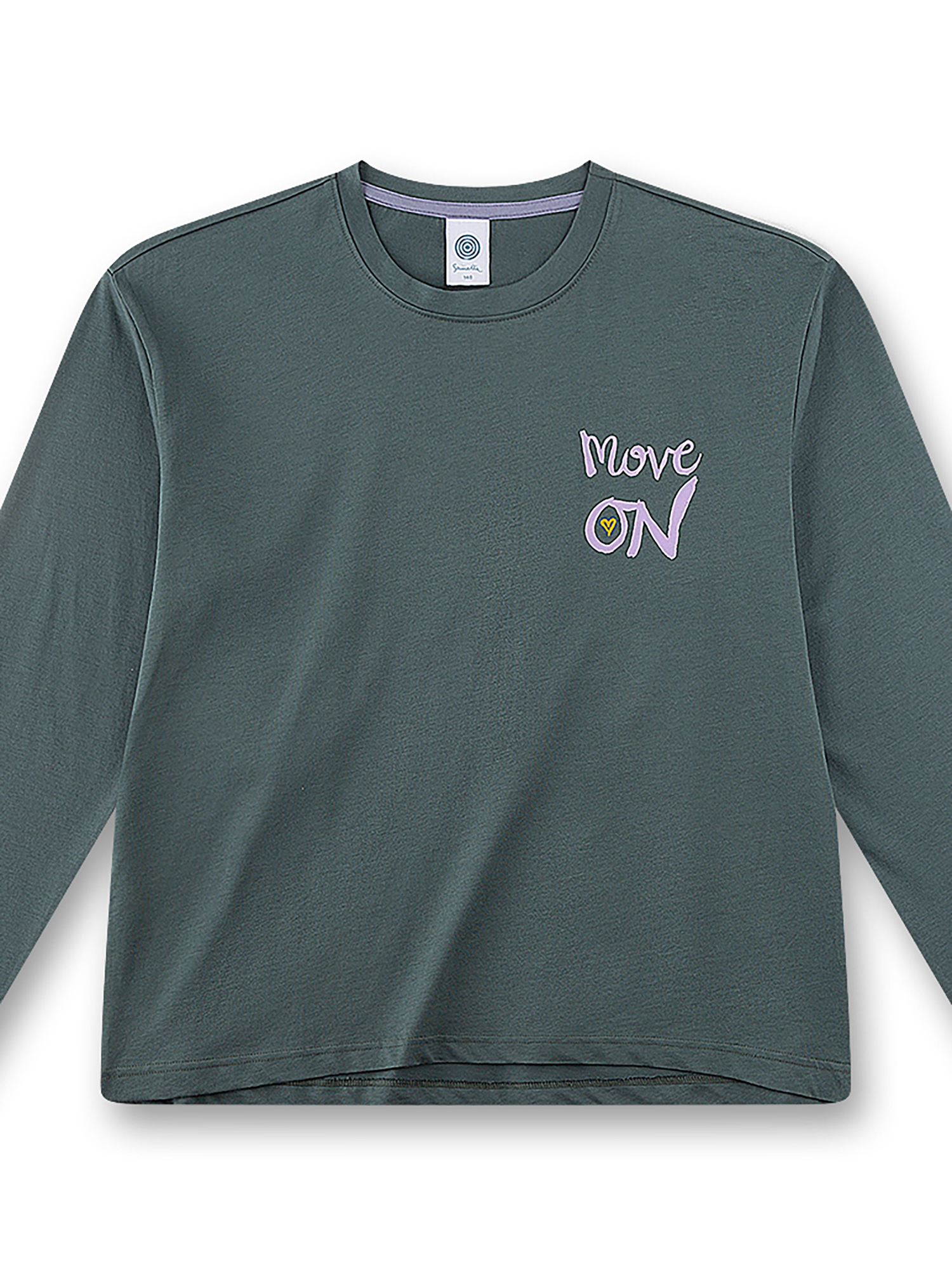 Langarmshirt, Unifarben, Ausschnitt:Rund, Print:Move On, Material: Baumwolle