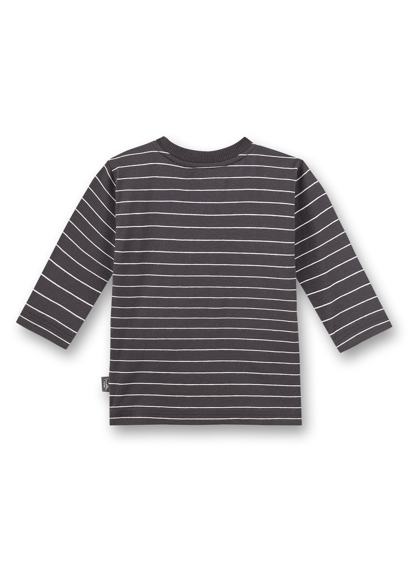 Jungen-Shirt langarm Dunkelgrau Ringel