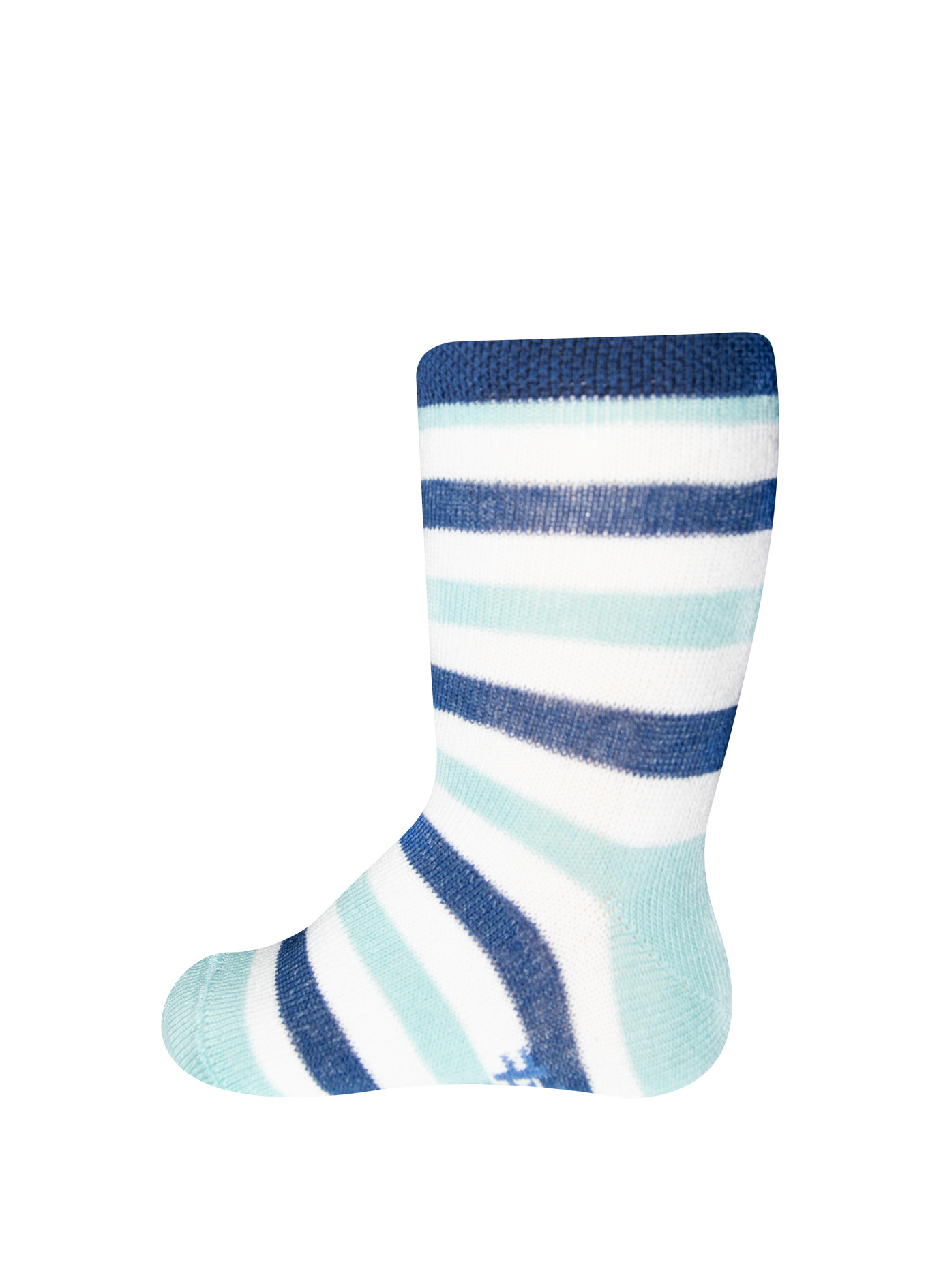 Jungen-Socken (Doppelpack) Wellen und Blau-geringelt