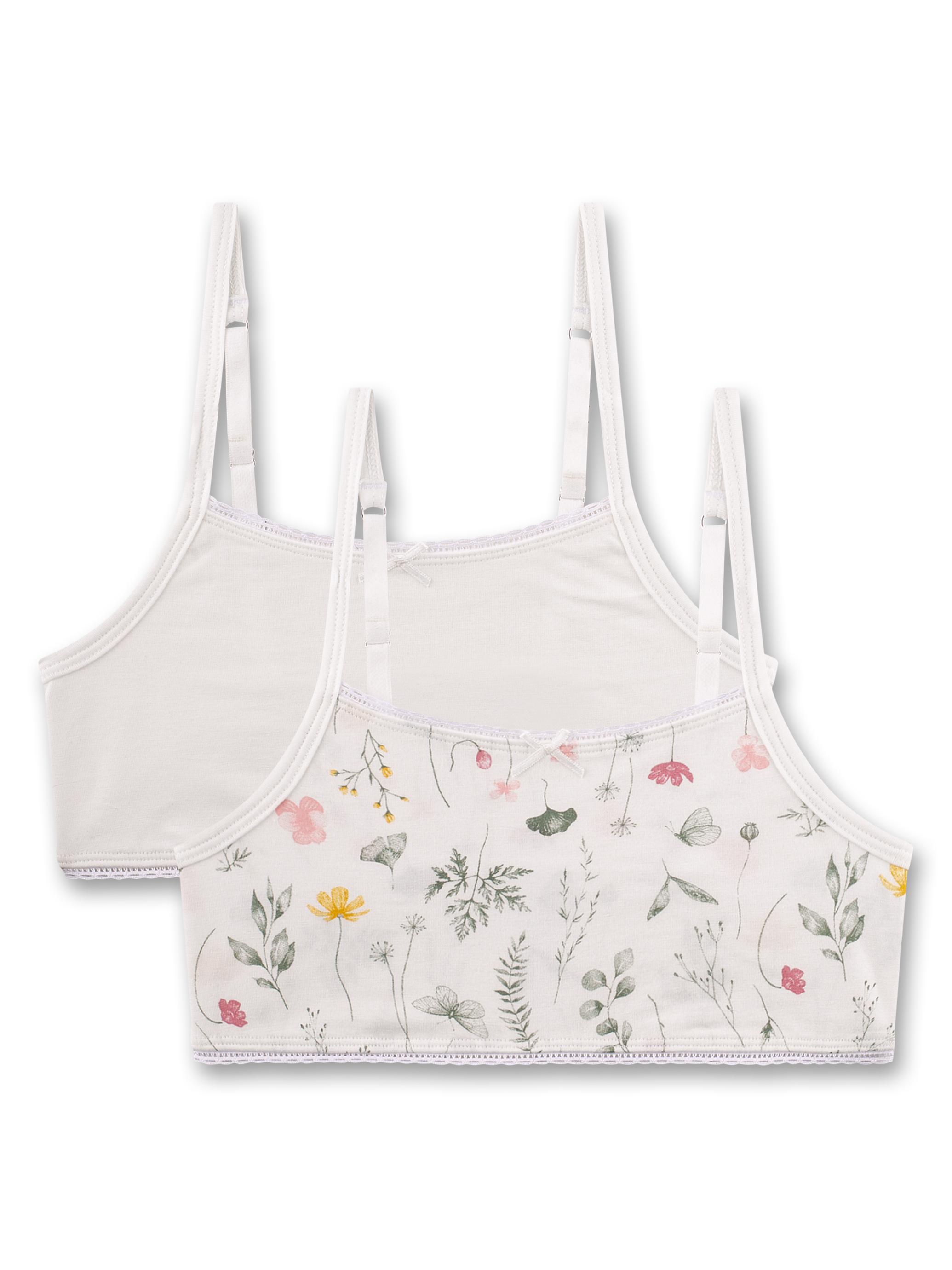 Mädchen-Bustier (Doppelpack) beige Blumen
