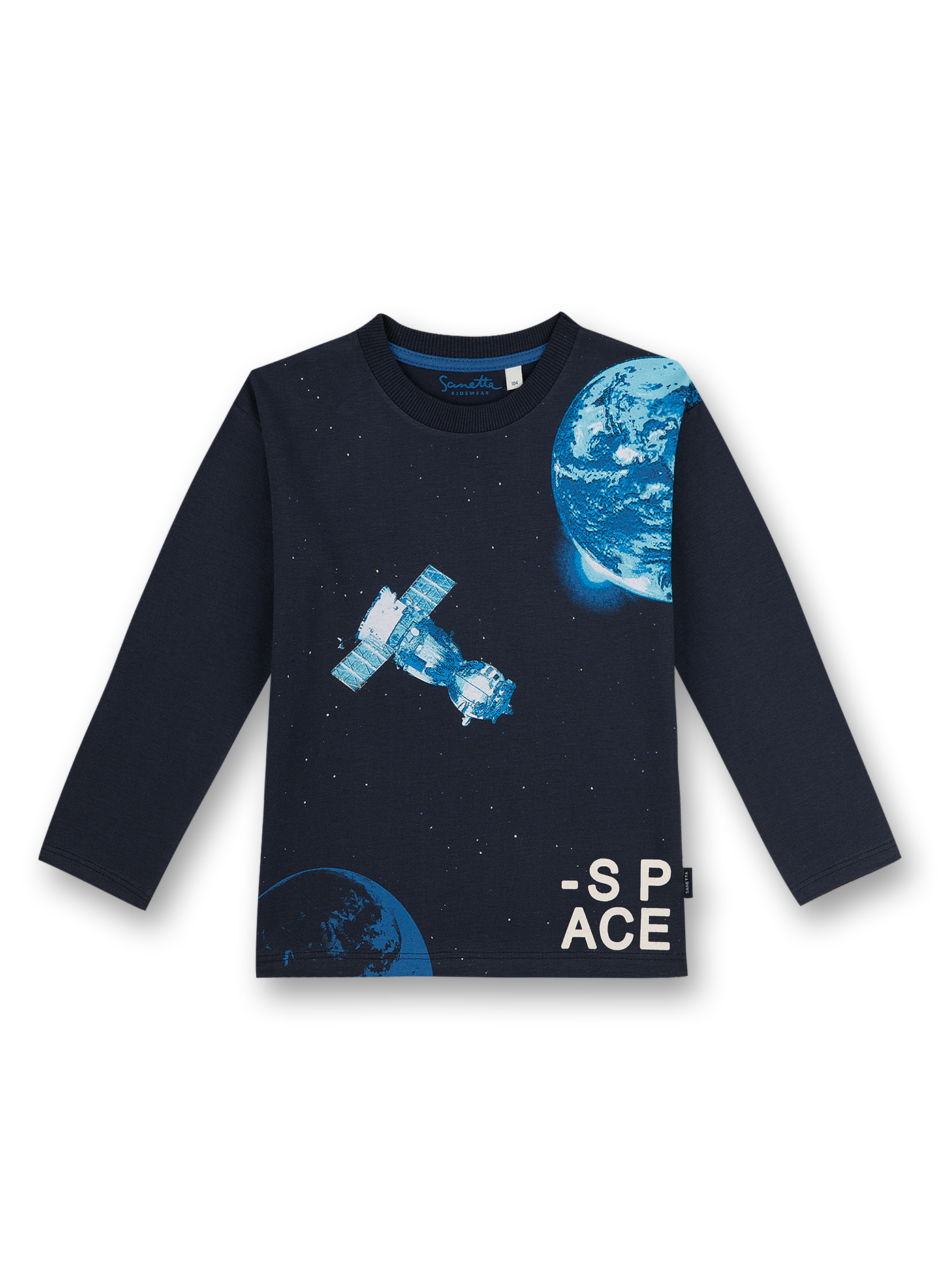Jungen-Shirt langarm Dunkelblau Galaxy Star