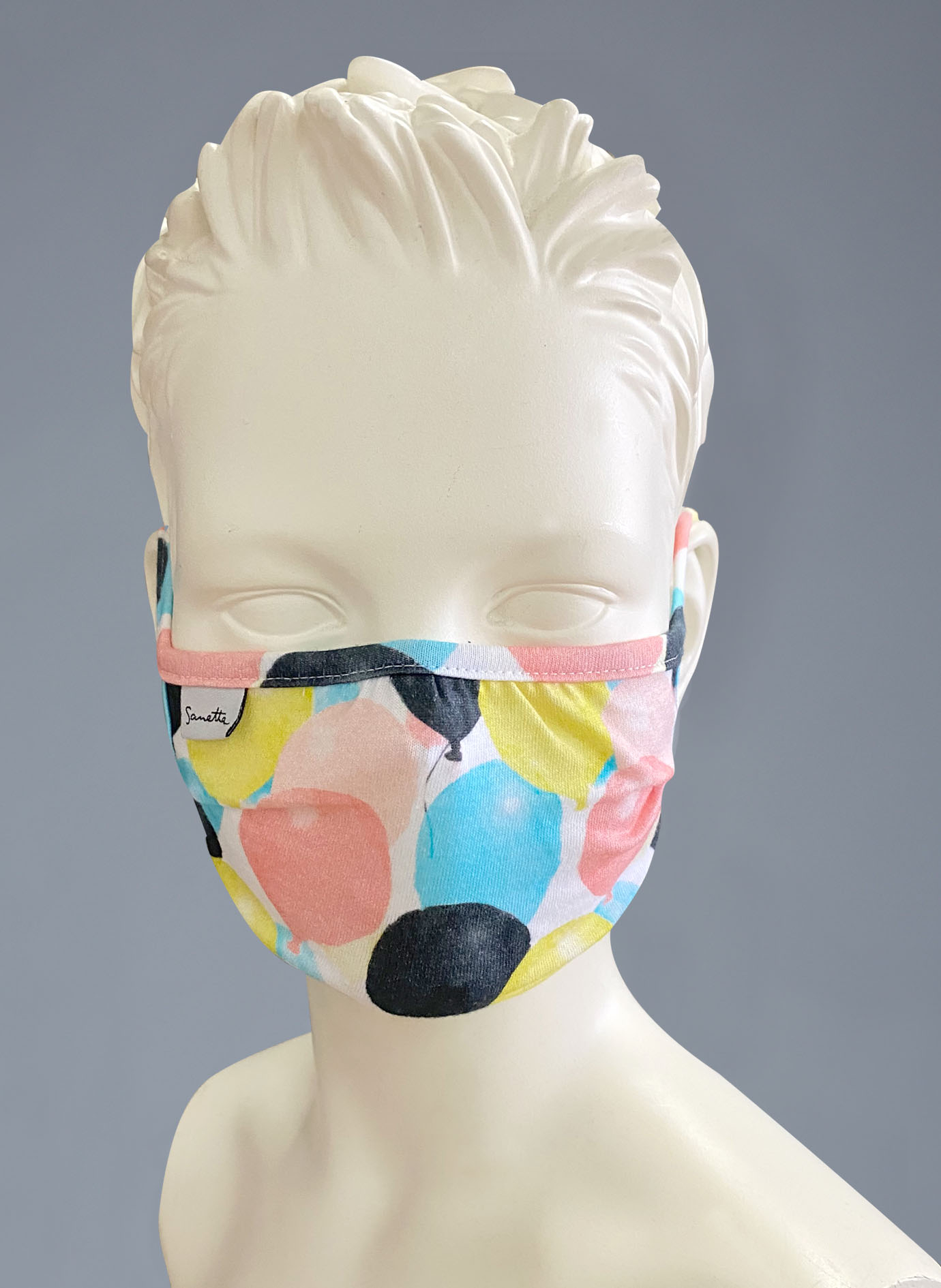 Wiederverwendbare Mund-Nasen-Maske Kinder Doppelpack Weiß Ballons
