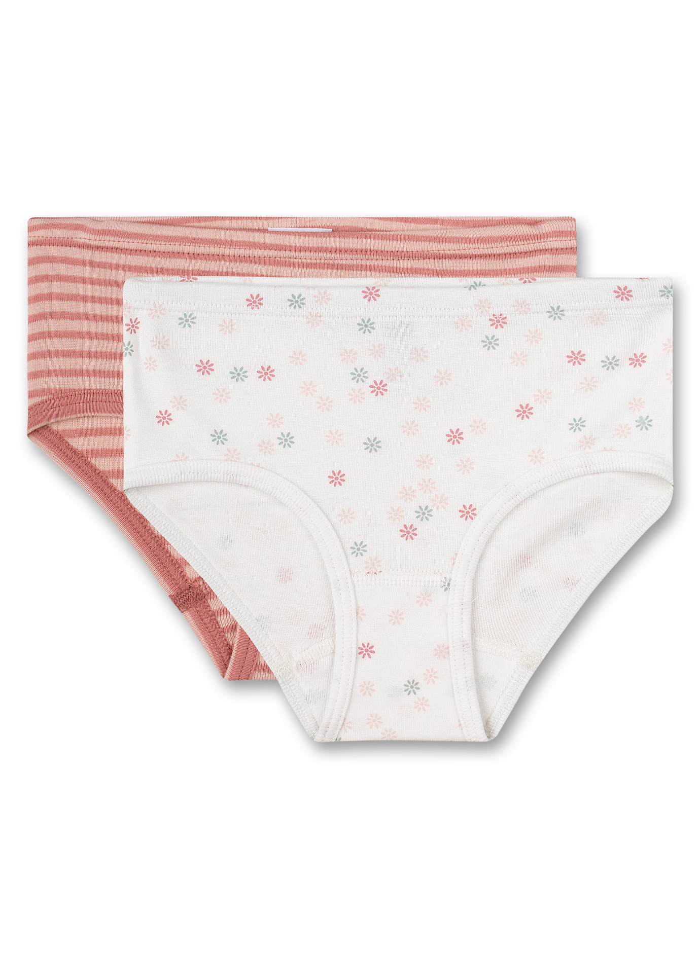 Mädchen-Hüftslip (Doppelpack) Off-White und Rosa Woodlands