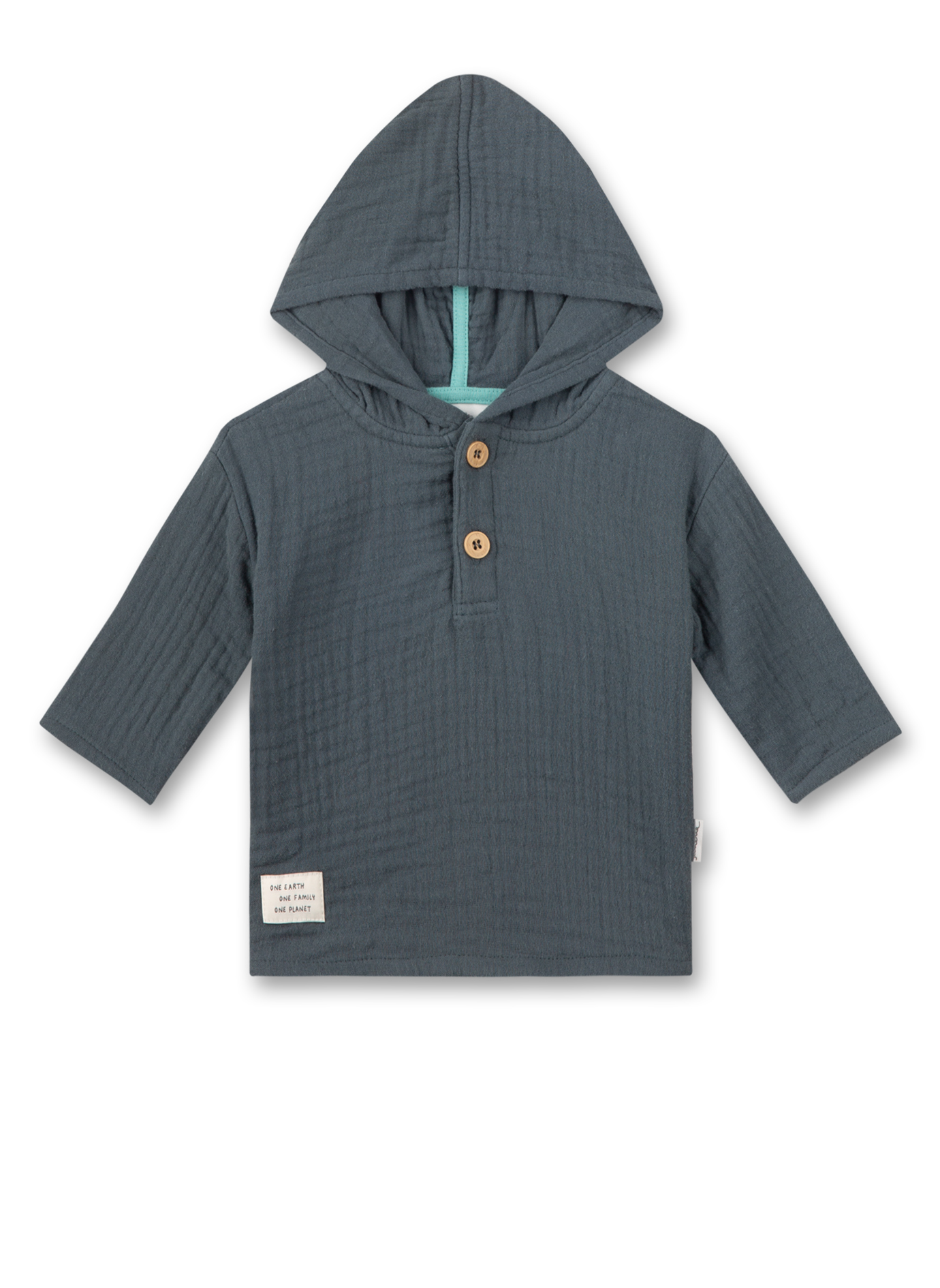 Jungen-Langarmshirt mit Kapuze  Dunkelblau aus Musselin