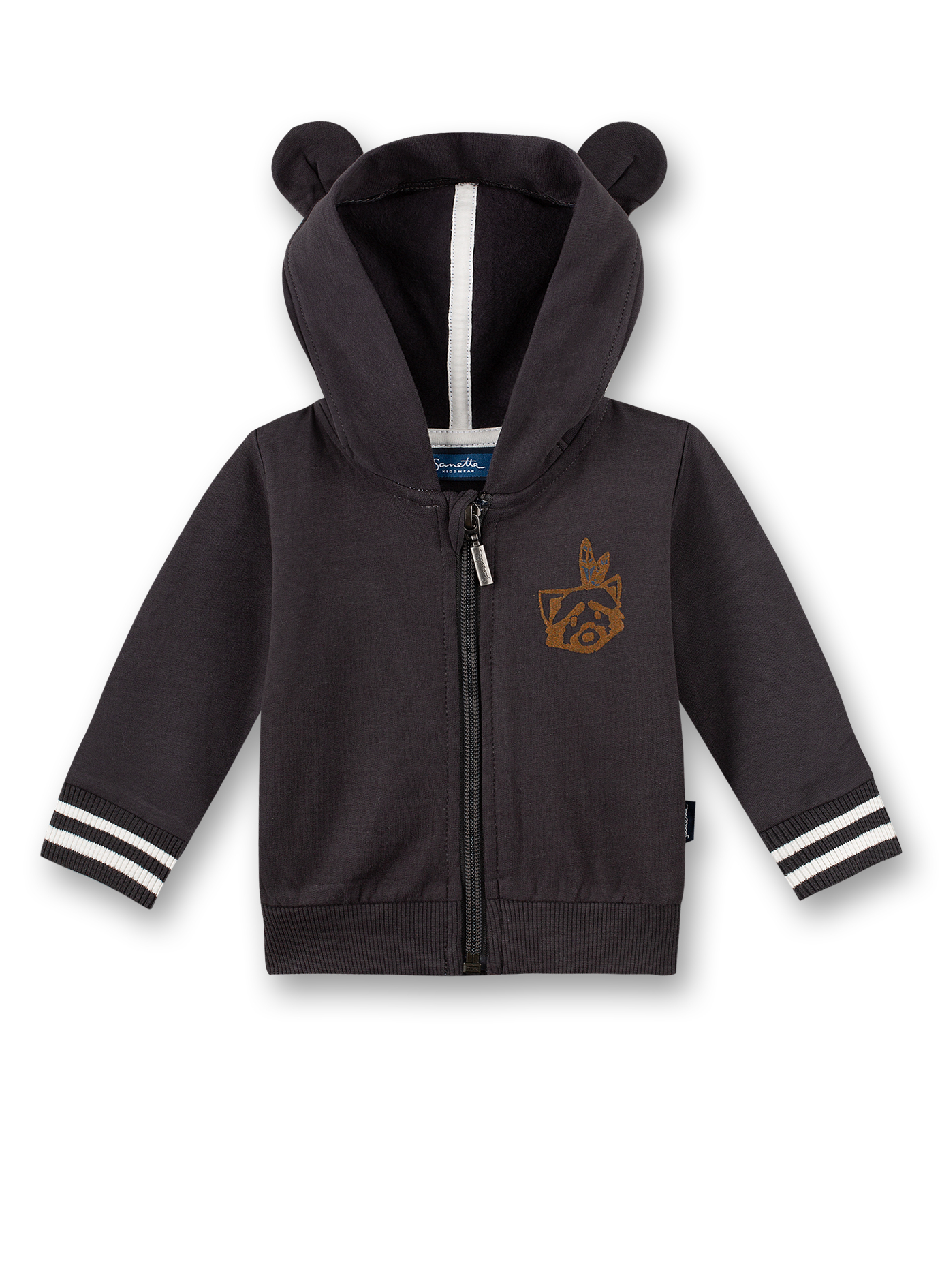 Jungen-Sweatjacke Dunkelgrau Indian Little Panda