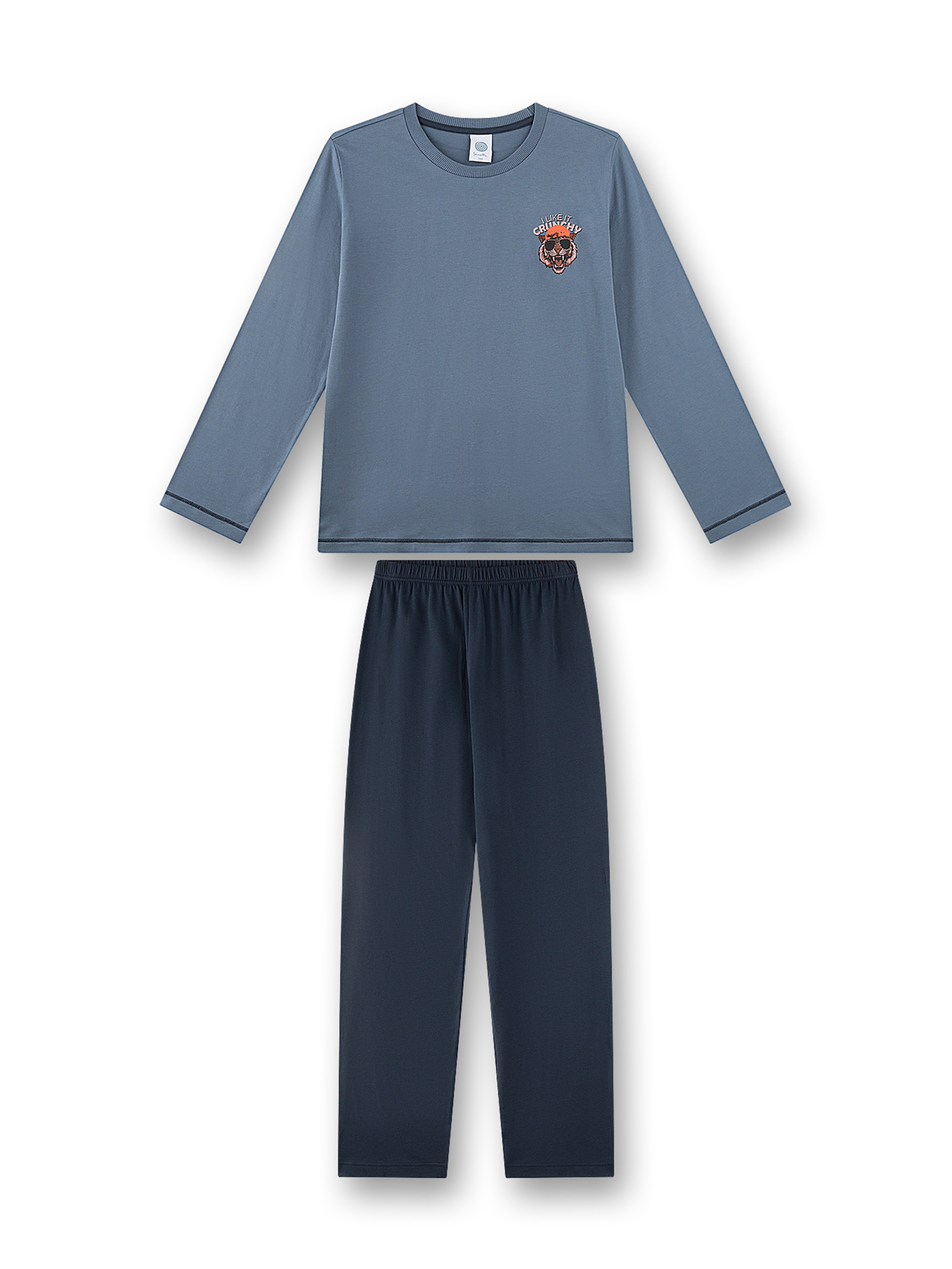 Pajama-Set, Longsleeve, Crewneck, Logo-free, Monochrome