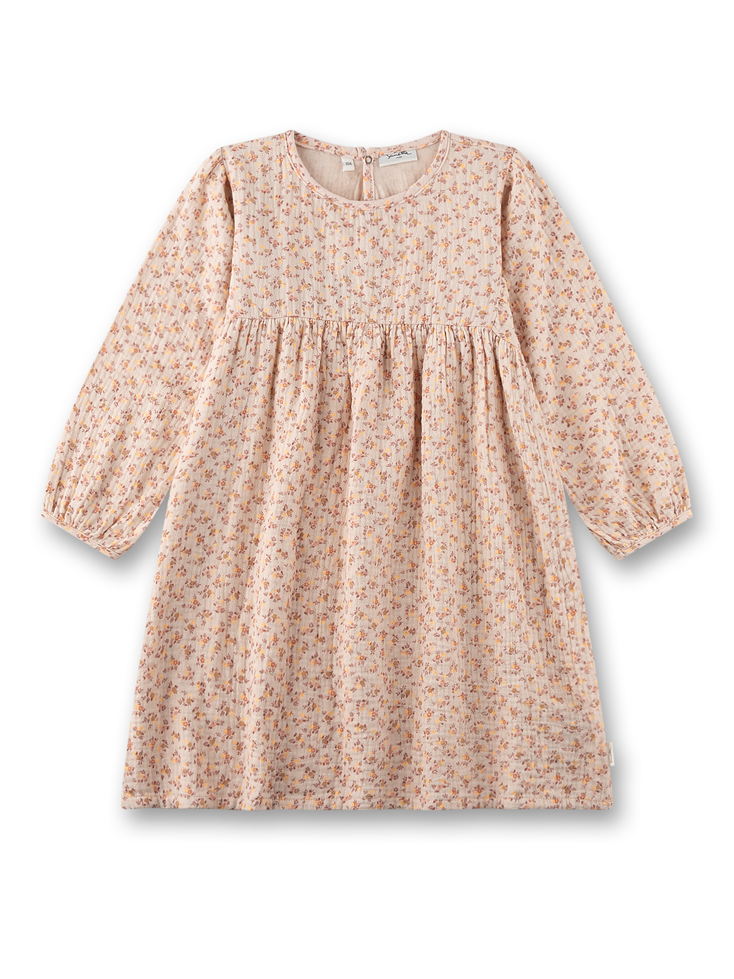 Mädchen-Kleid langarm rosa Blumen