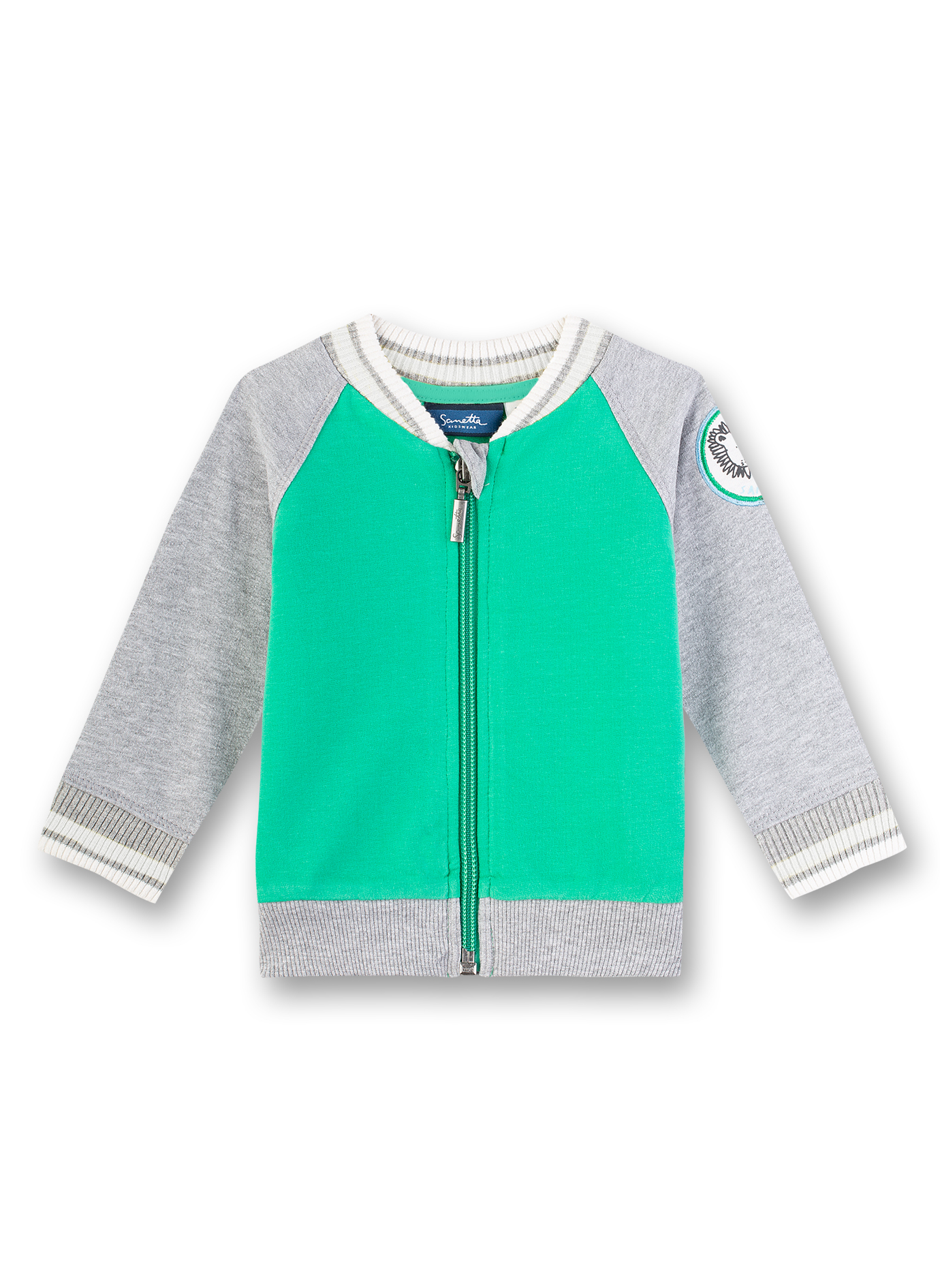 Jungen-Sweatjacke Grau-Grün Little Friends