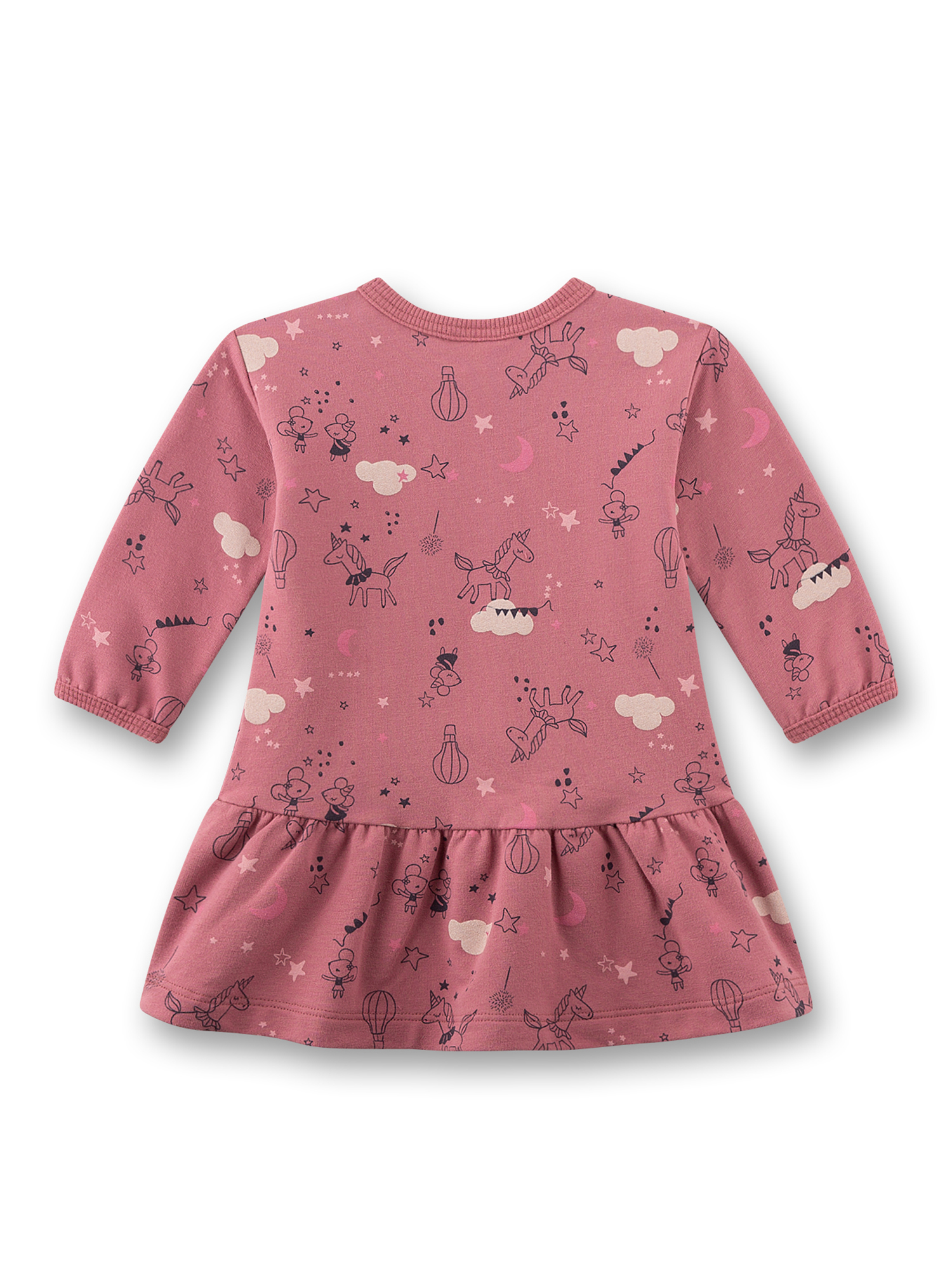 Kleid, Langarm, Pink, Druck, Muster