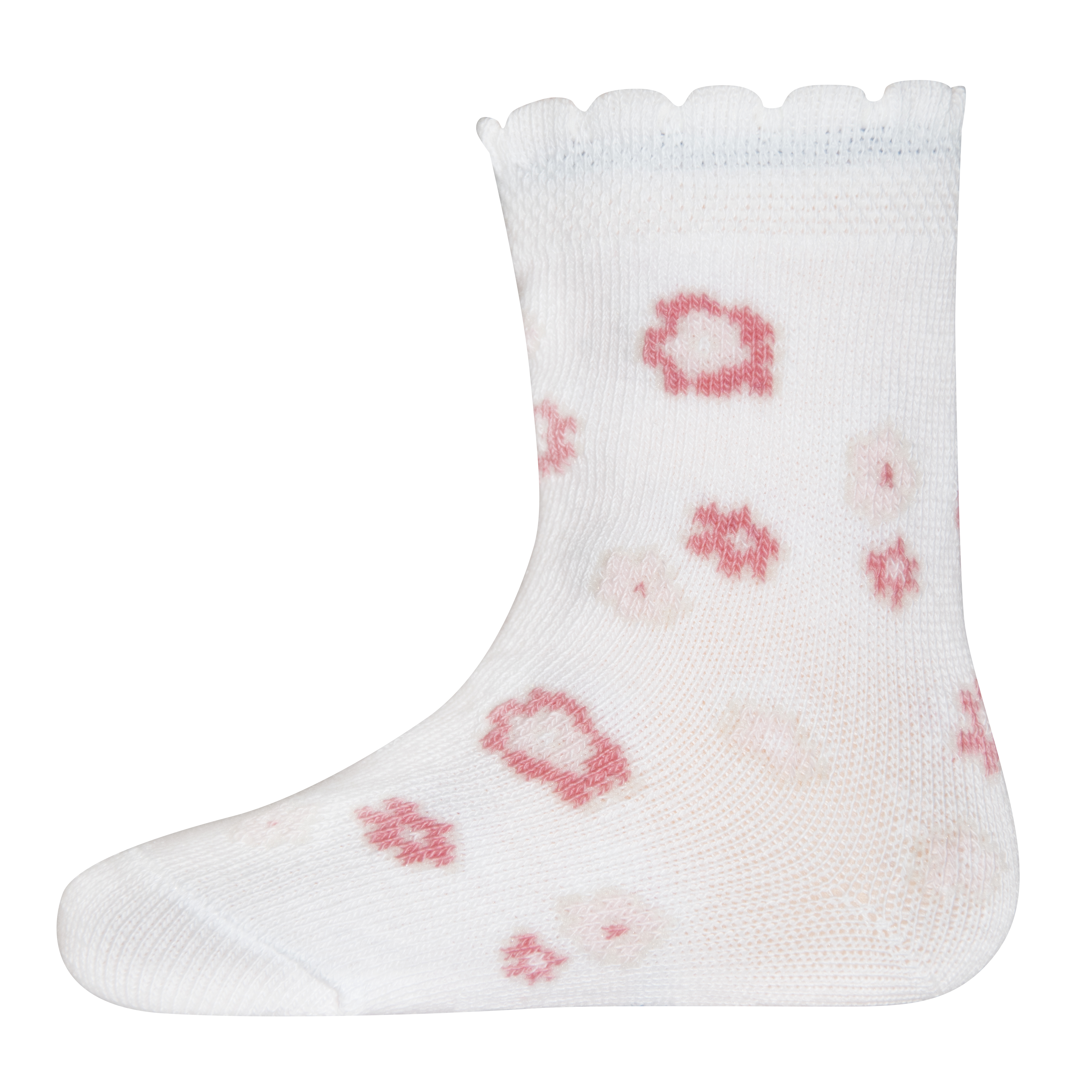 Mädchen-Socken (Doppelpack) Weiß Blume und Ringel 