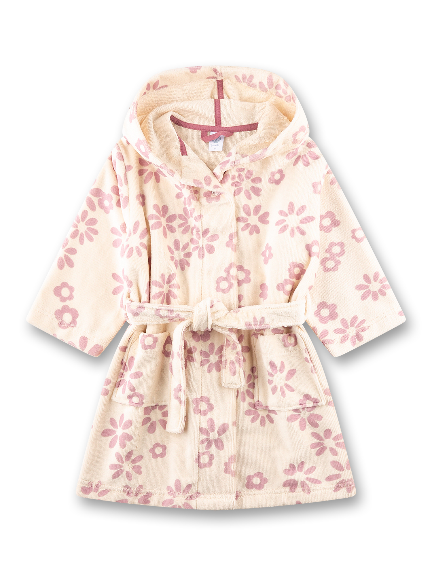 Mädchen-Bademantel beige Blumen