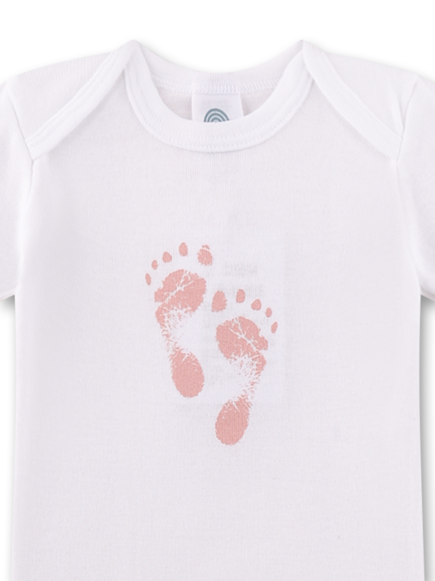 Babyshirt, Babybodysuit, Pink print, Footprint, White