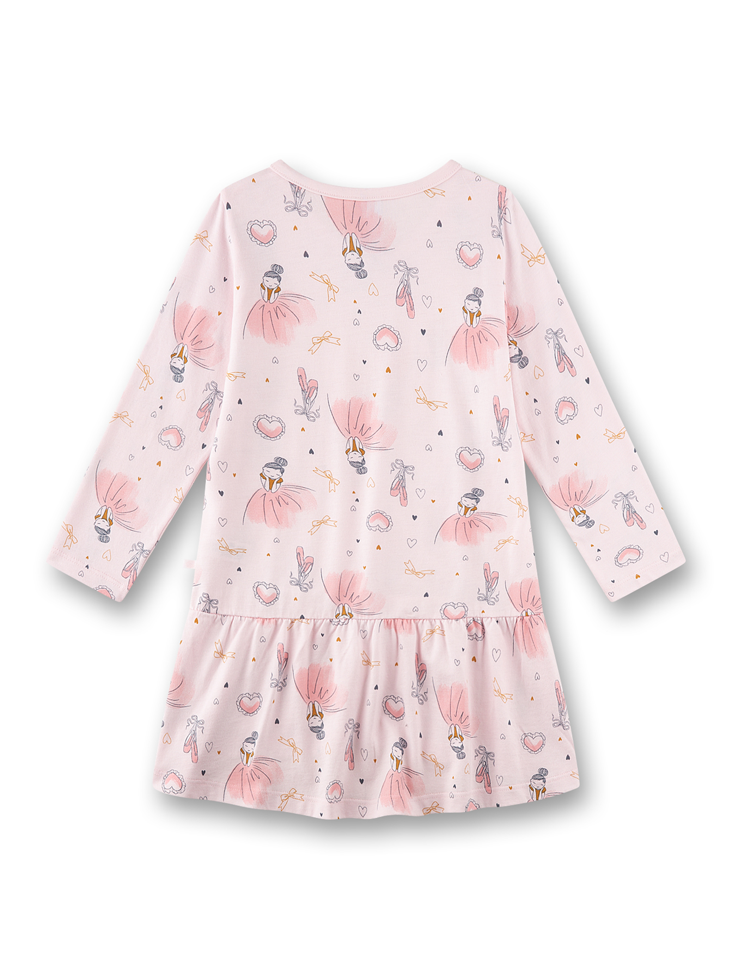 Kleid, Langarm, Mädchen, Rosenmuster, Rosa