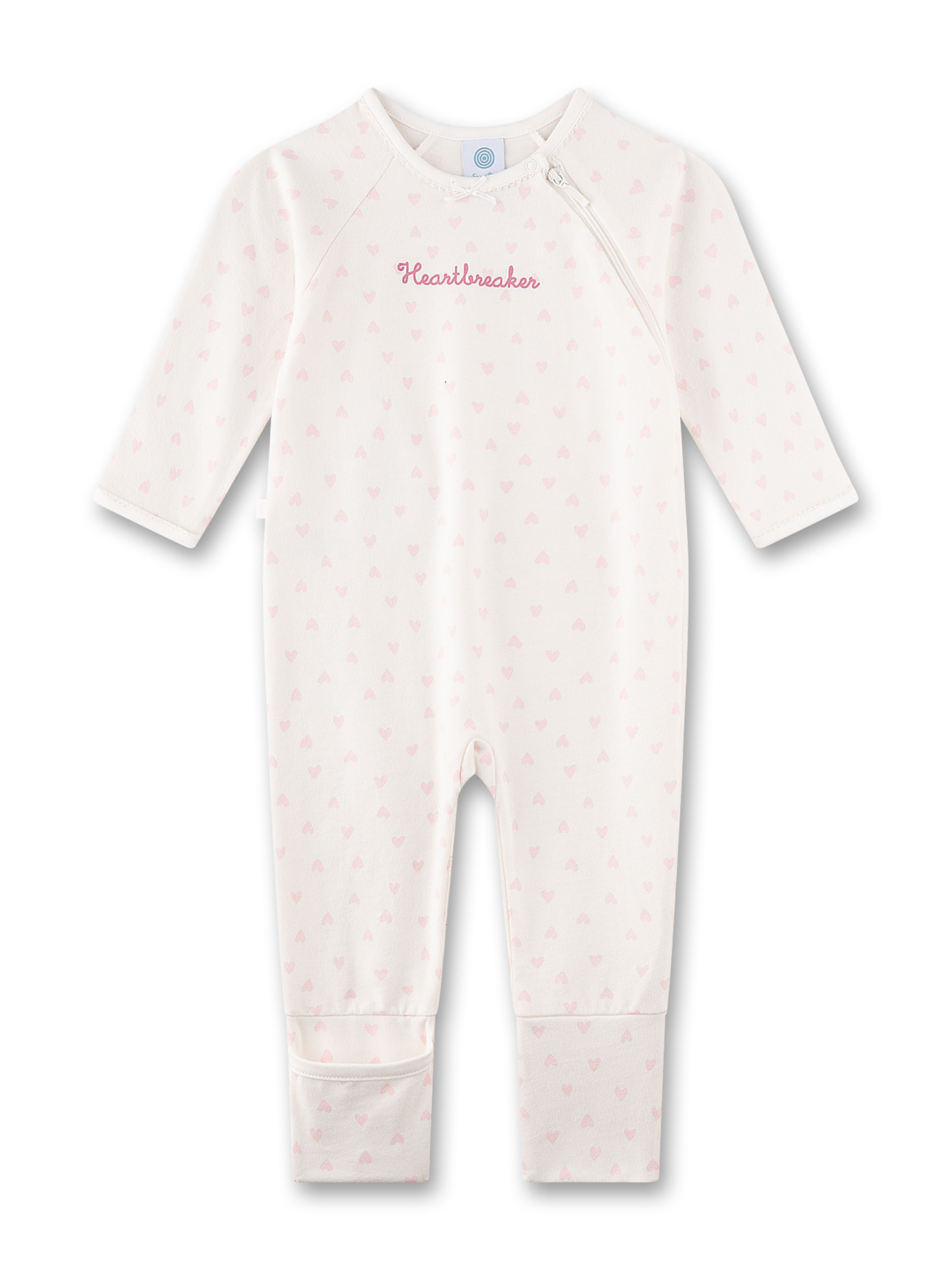 Allgemeiner Look, Baby-Romper, Langarm, Herz Muster, Rosa Stickerei