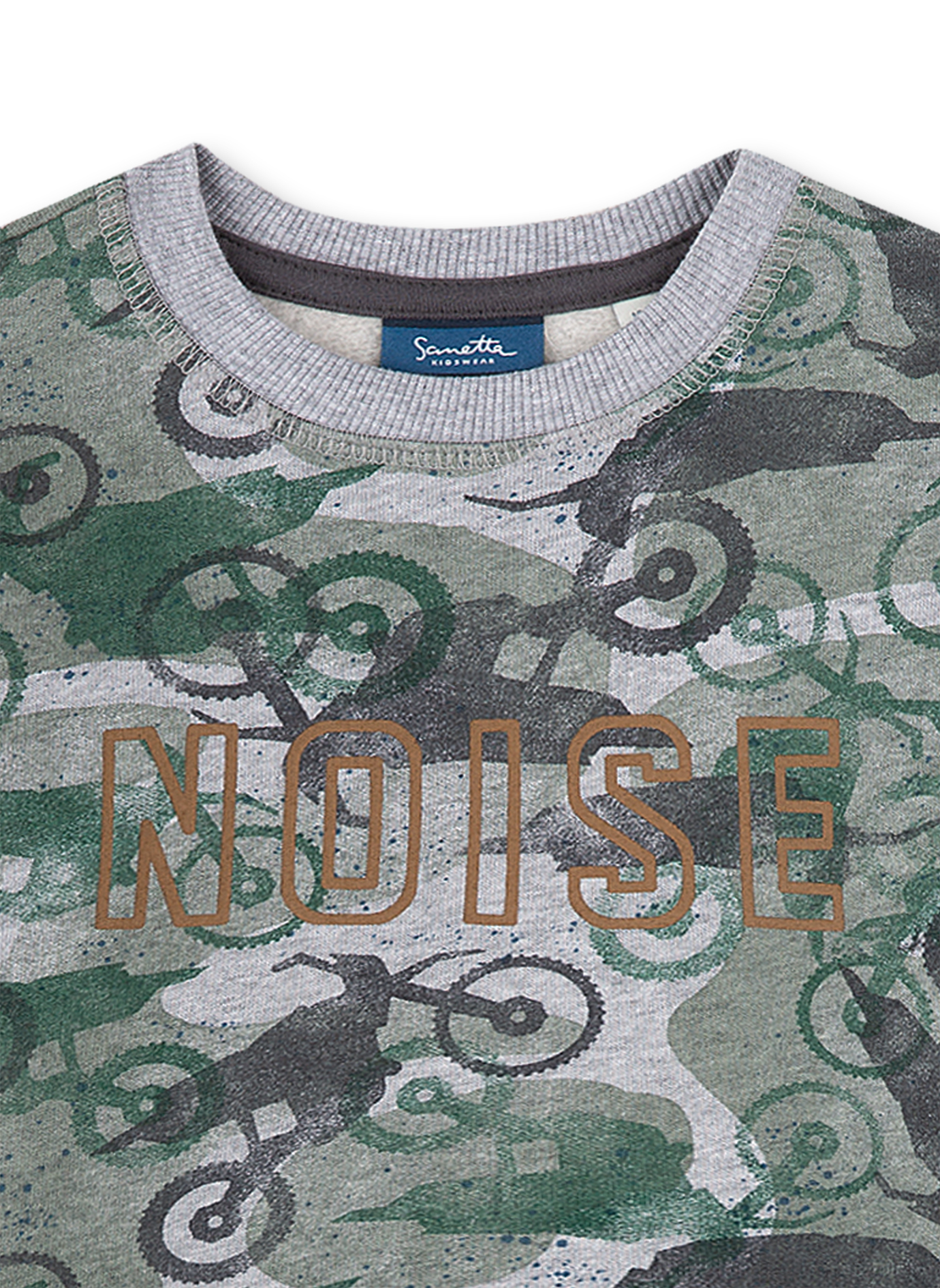 Jungen-Sweatshirt Graumelange Camouflage-Allover Motocross