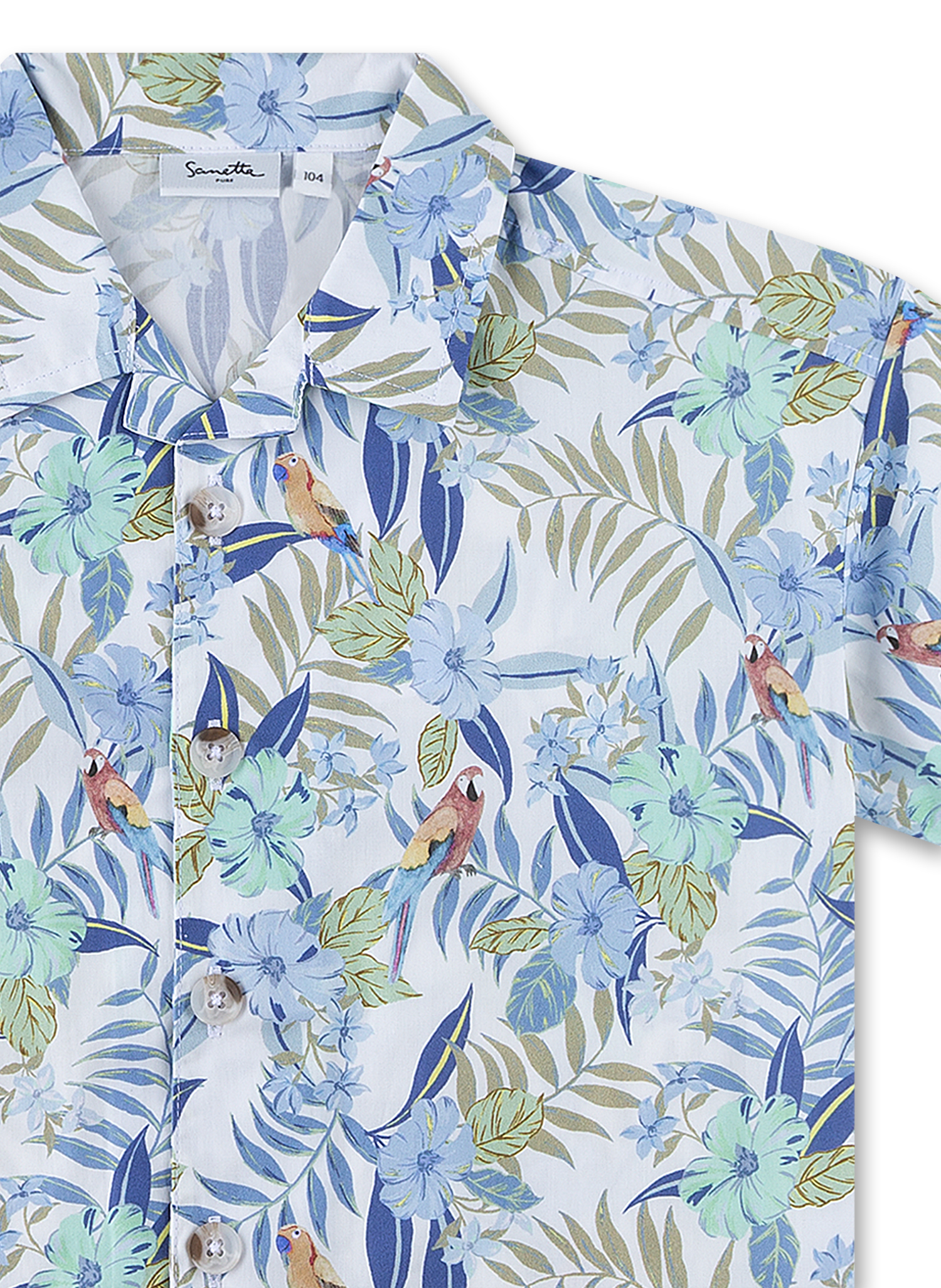 Hawaii-Hemd, Hemd, Blumenmuster, Tropisch, Leinen-Textur