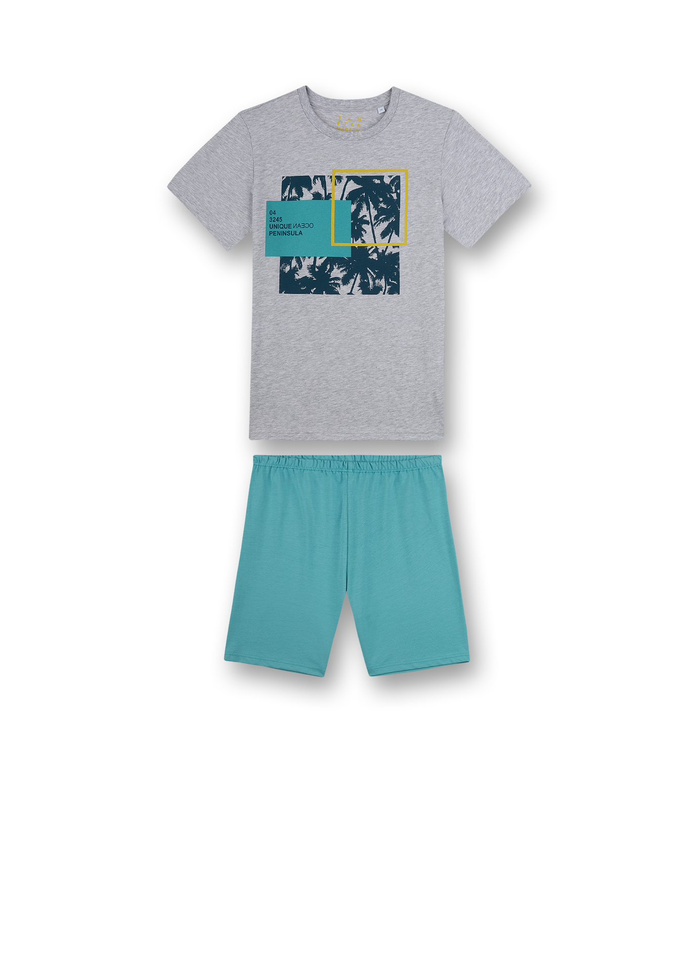 Jungen-Schlafanzug kurz Graumelange Ocean Breeze