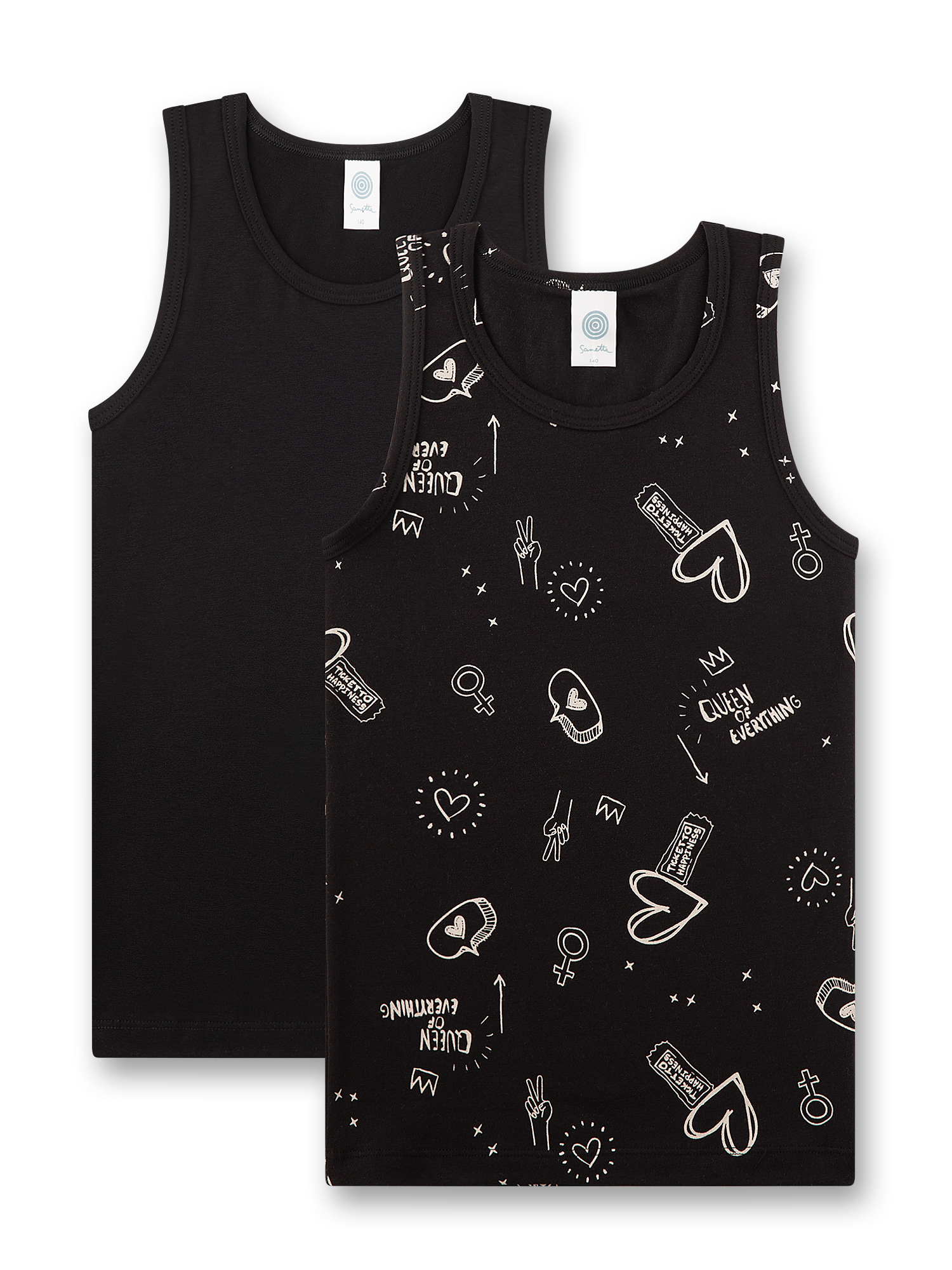 Tanktop, Sleeveless, Schwarz, Muster, Grafikdruck, Tanktop, Schwarz, grafisches Muster, unisex, Baumwolle
