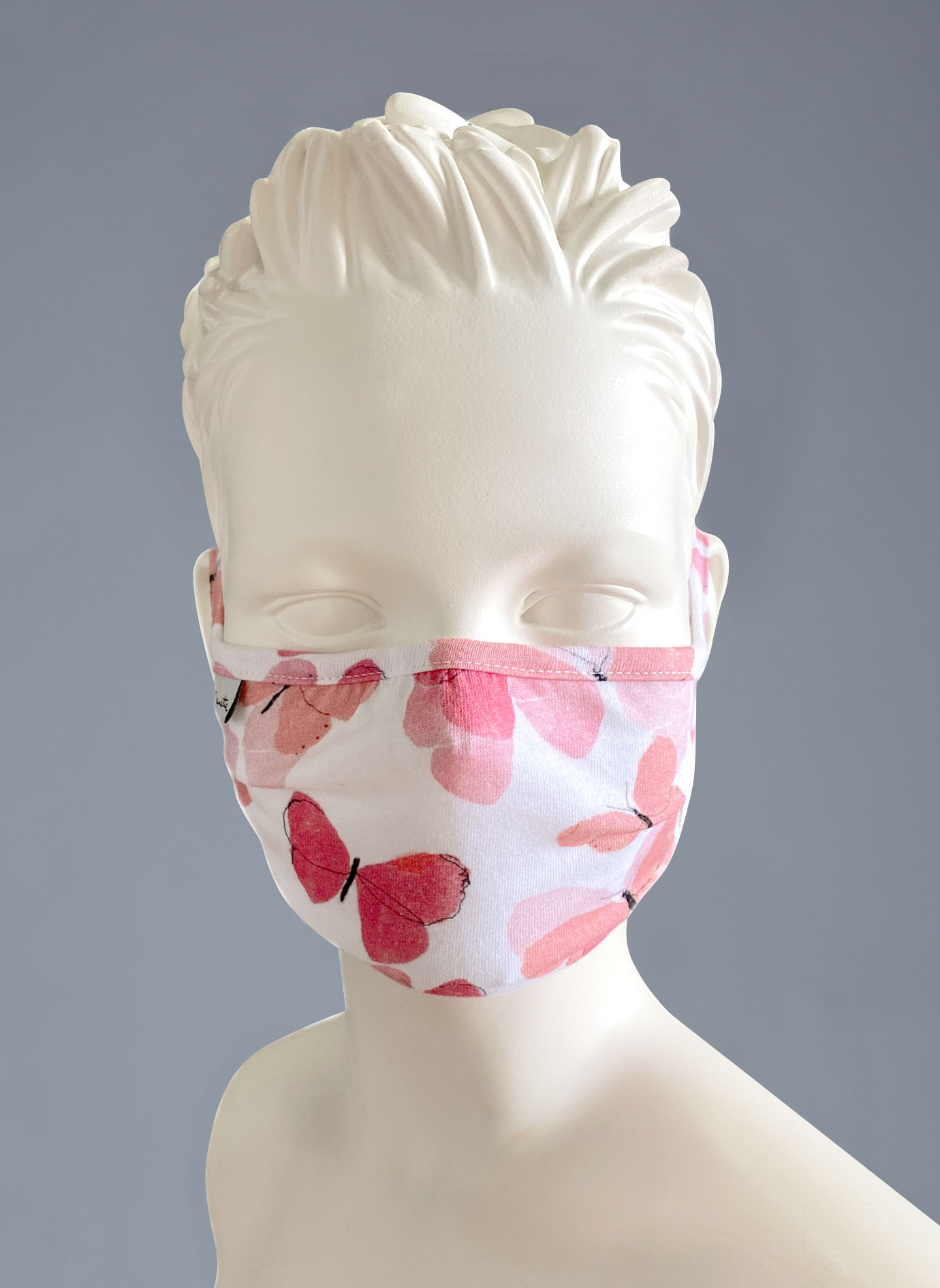 Wiederverwendbare Mund-Nasen-Maske Mädchen Doppelpack Schmetterlinge Rosa