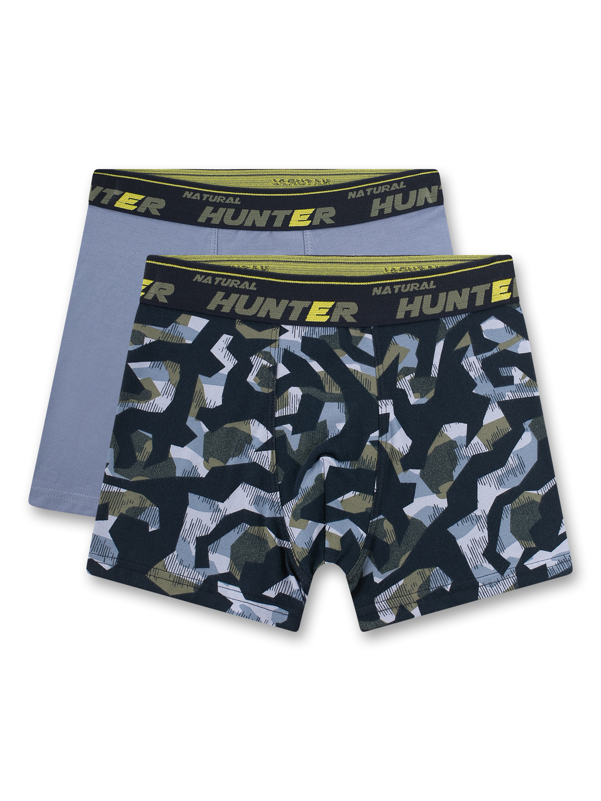 Jungen-Hipshorts (Doppelpack) blau Camouflage