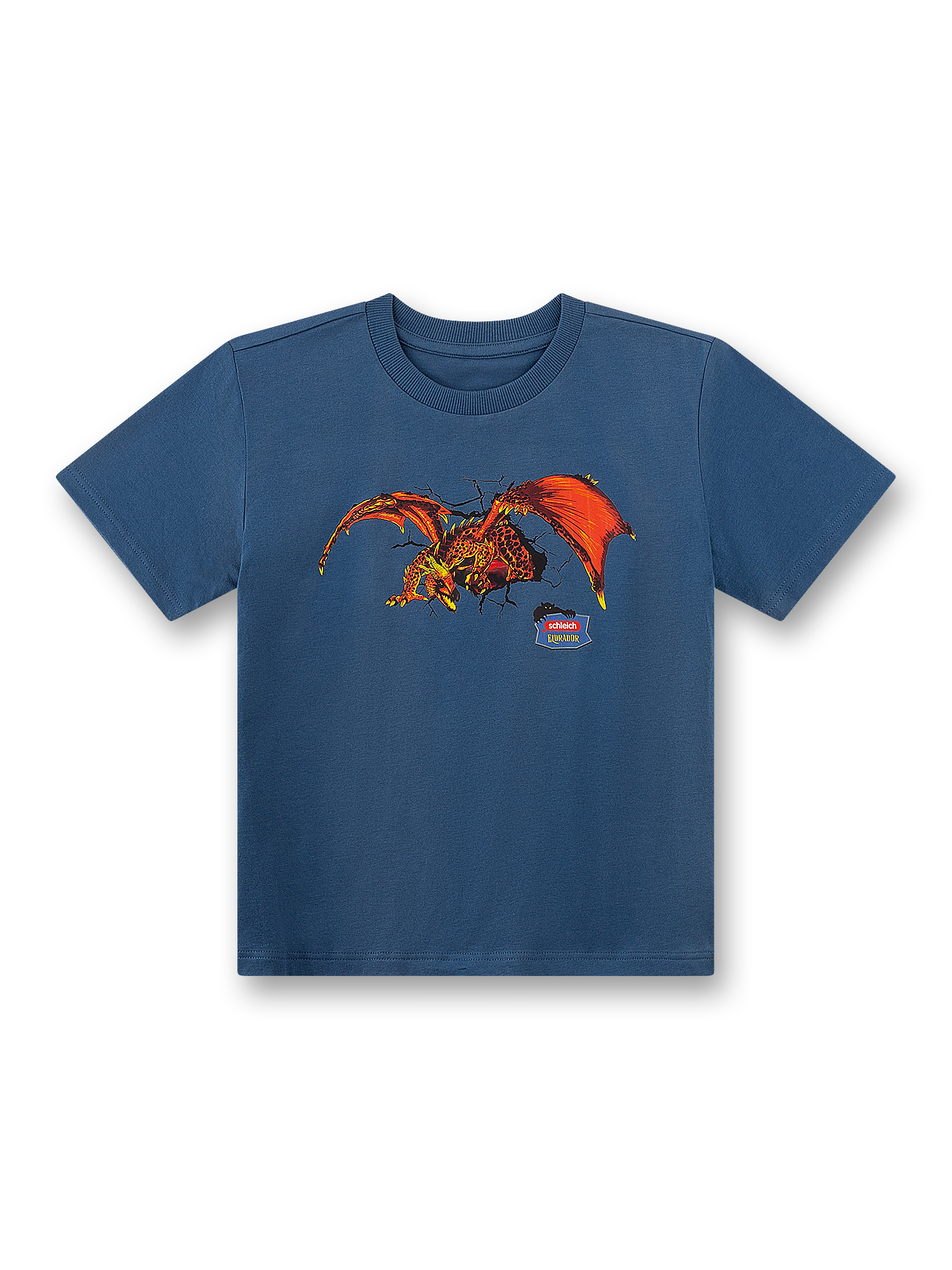 T-Shirt, Drachenprint, Kurzarm, Blau, Kinder