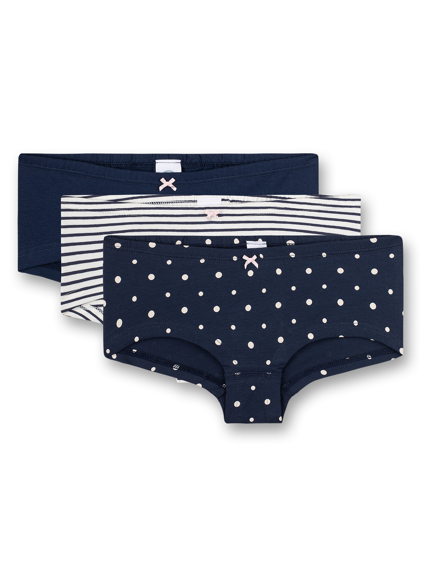 Mädchen-Pantys (Dreierpack) Dunkelblauer Dots-Allover und Dunkelblau