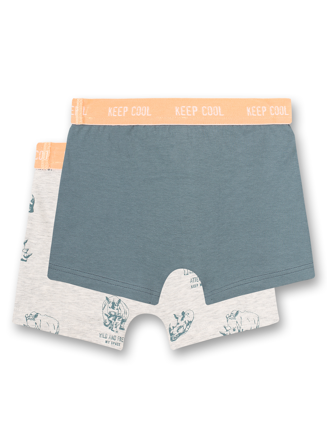 Jungen-Shorts (Doppelpack) Graumelange und Dunkelgrün Wild at Heart