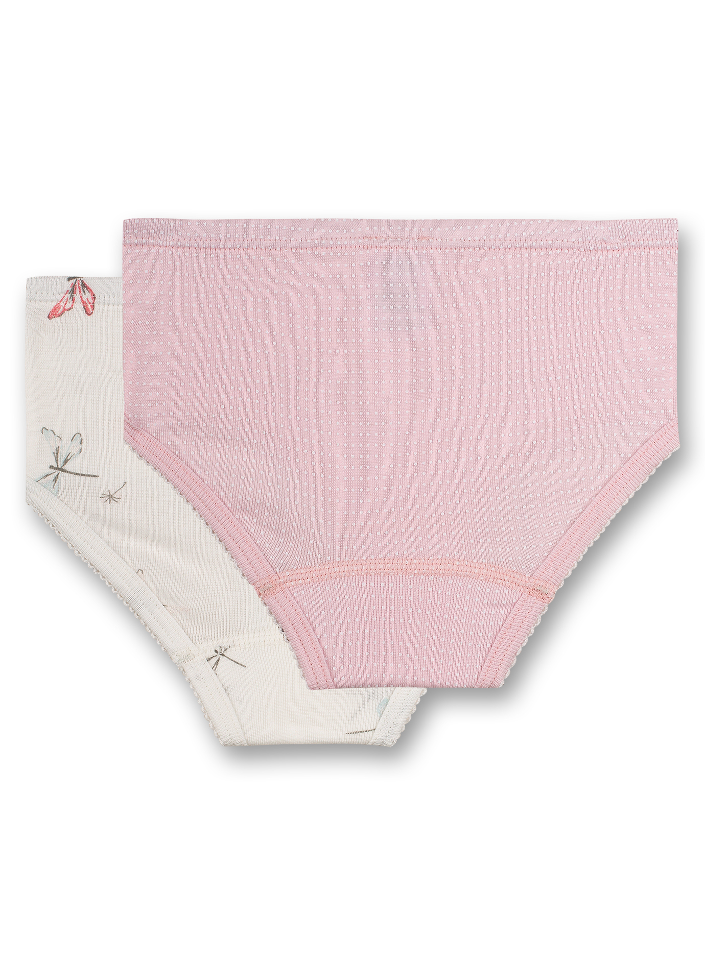 Mädchen-Hüftslip (Doppelpack) Off-White und Rosa Shiny Dragonfly