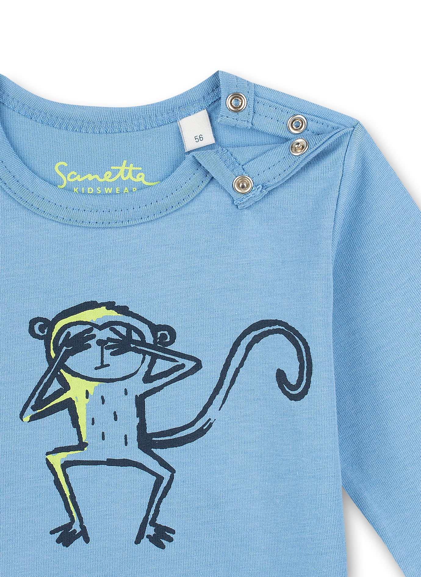 Jungen-Shirt langarm Hellblau Monkey Funky