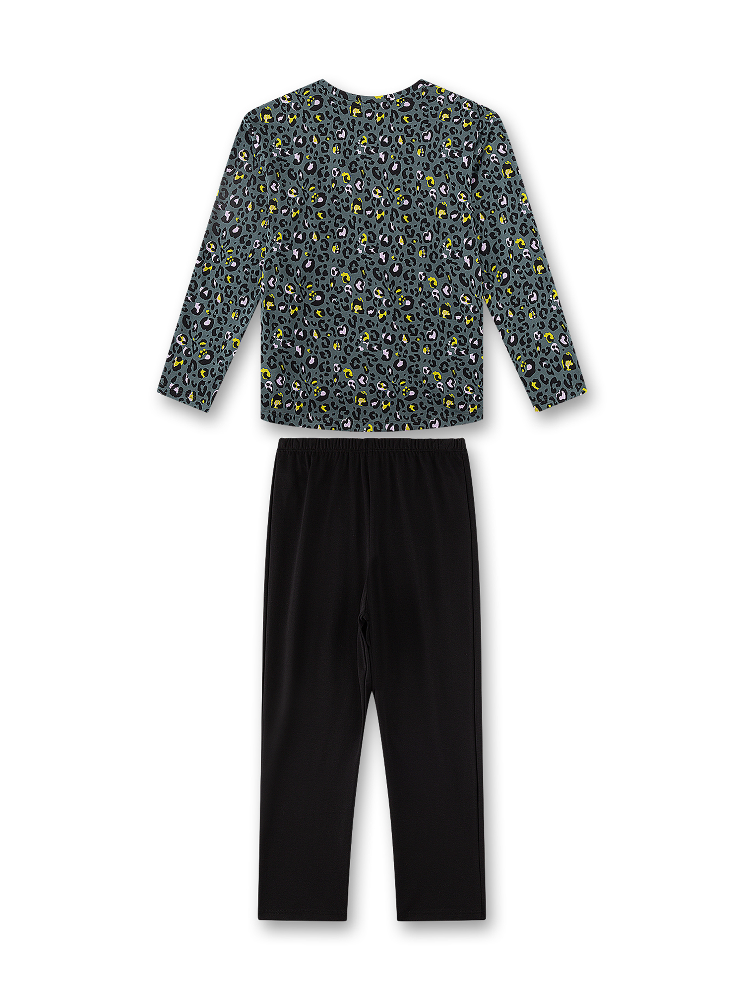Leoparden Muster, Langarmshirt, Dunkelgrau, Schwarz, Kinderoutfit