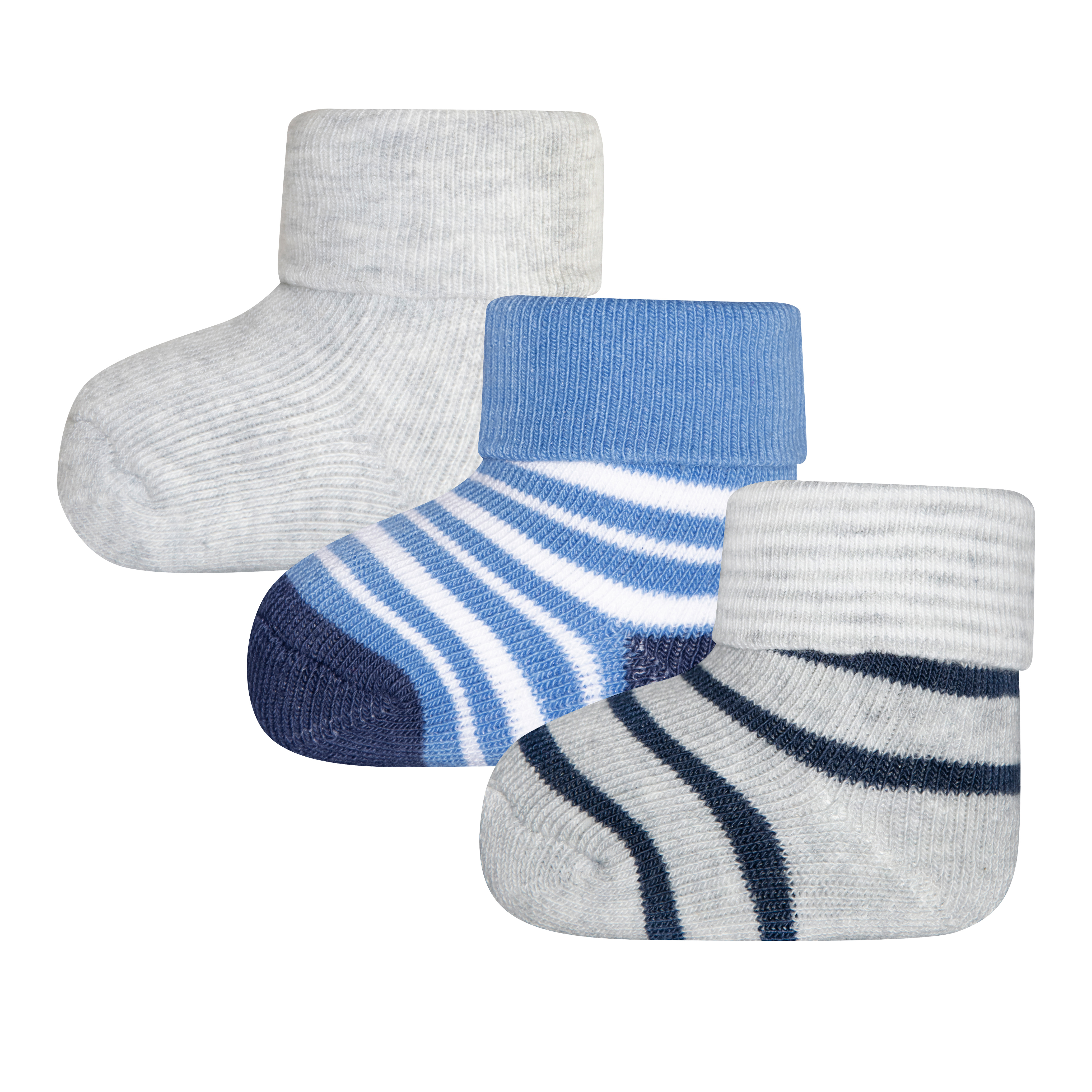 Jungen Erstlings-Socken (Dreierpack) Grau Ringel