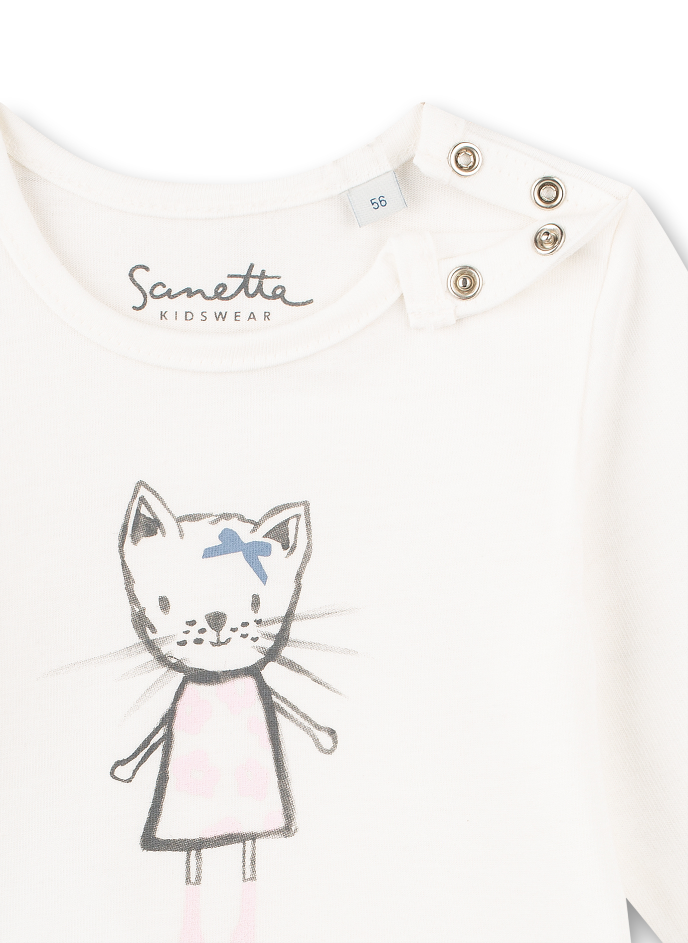 Mädchen-Shirt langarm Off-White Emma the Cat 