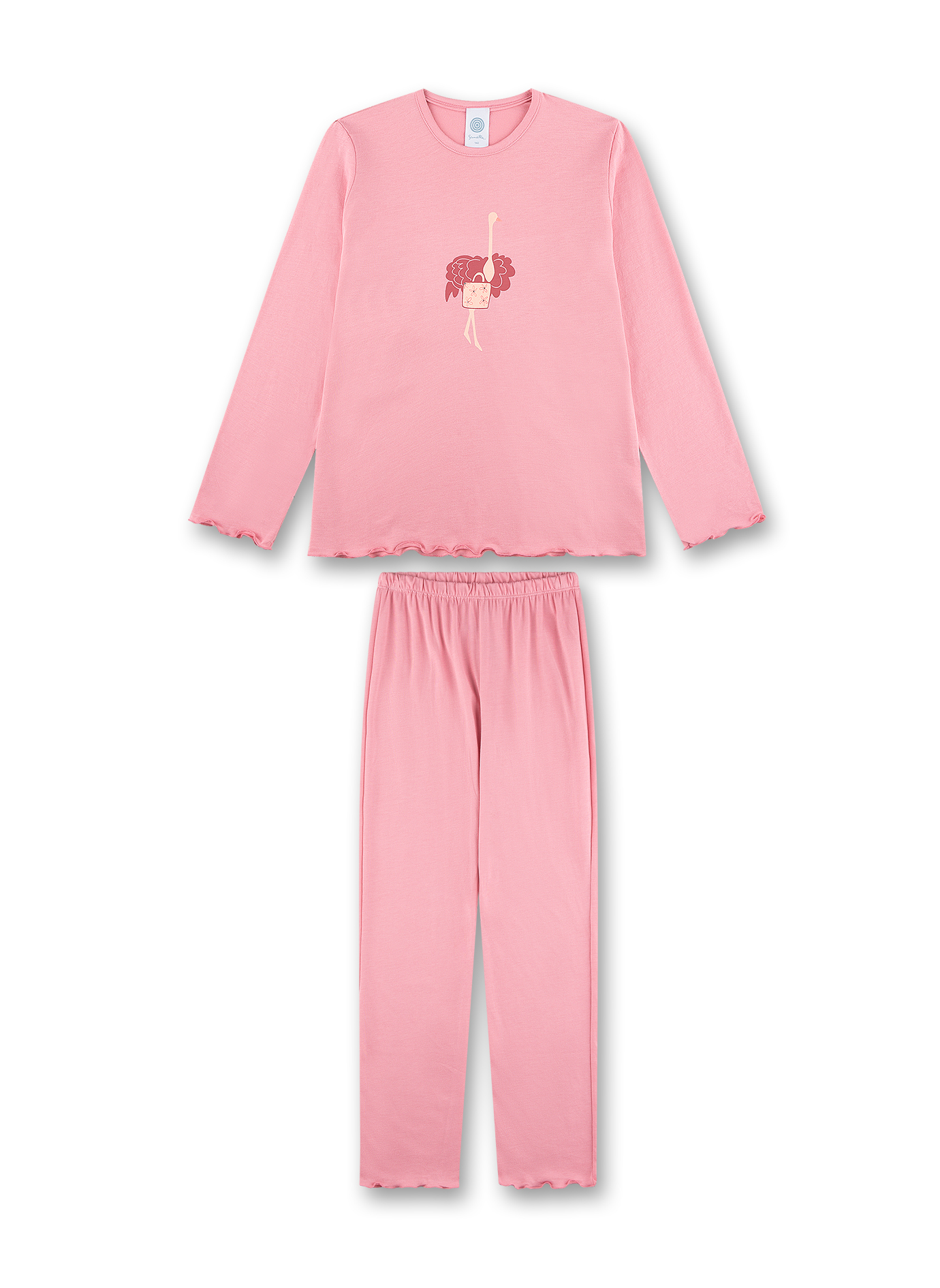 Mädchen-Schlafanzug lang rosa Strauß