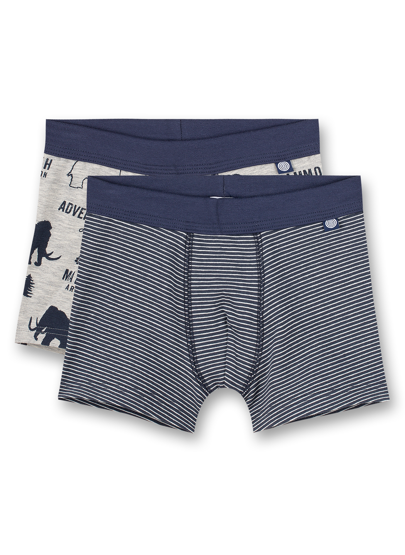 Jungen-Shorts (Doppelpack) Graumelange und Blau Ringel