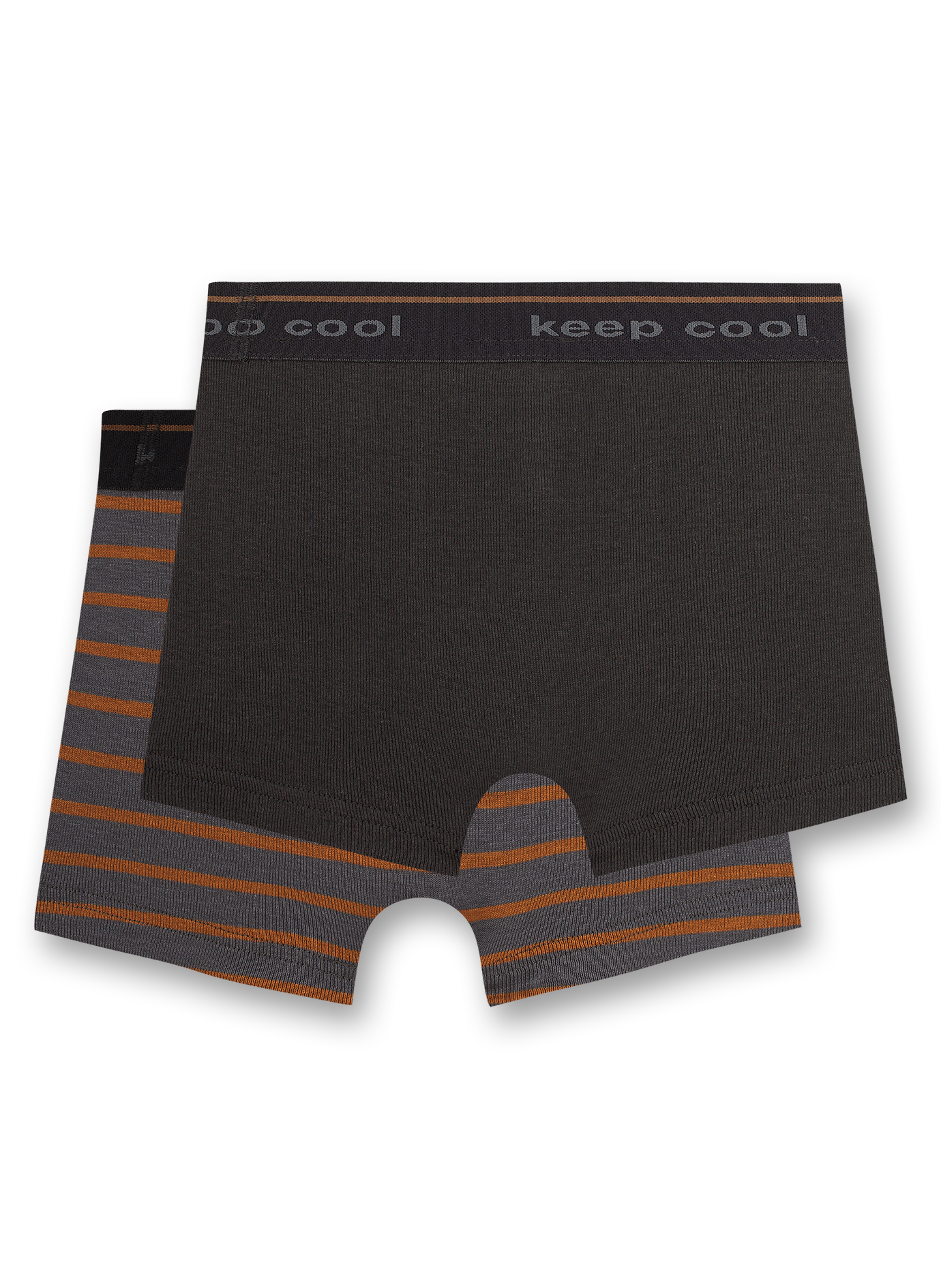 Jungen-Hipshorts (Doppelpack) Dunkelgrau Ringel und Schwarz Bear