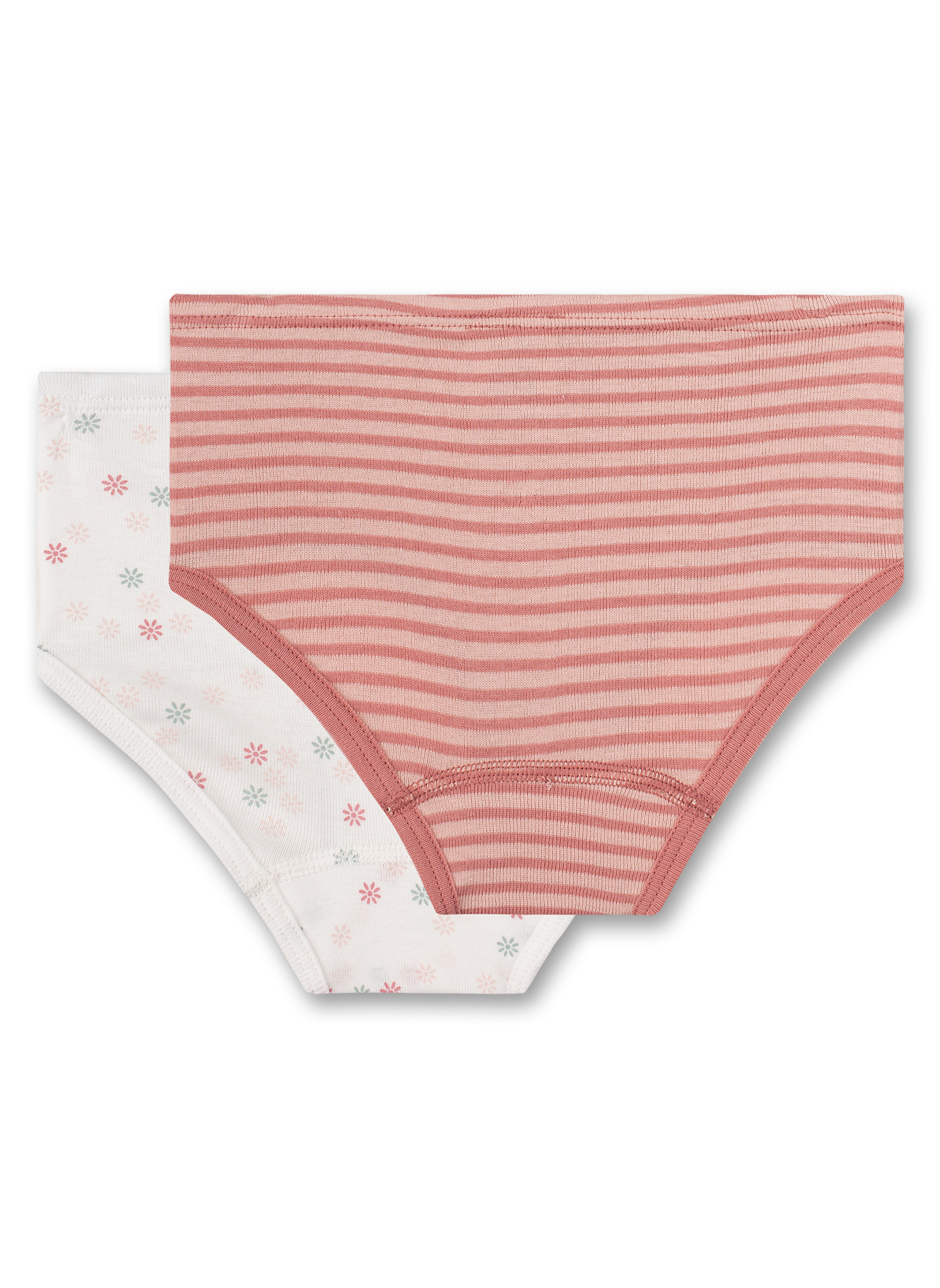 Mädchen-Hüftslip (Doppelpack) Off-White und Rosa Woodlands