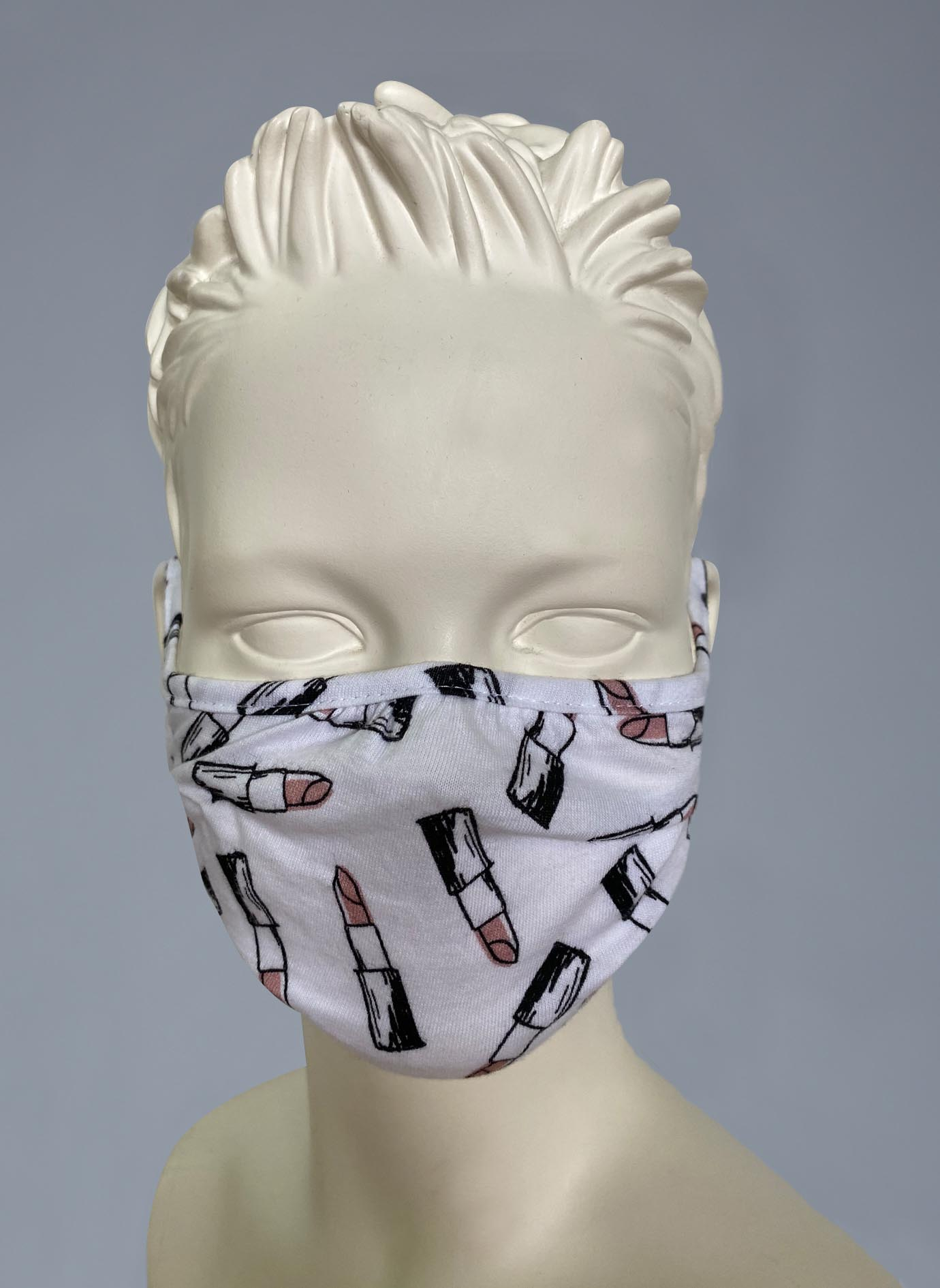 Wiederverwendbare Mund-Nasen-Maske Kinder Doppelpack Weiß Lippenstift-Allover