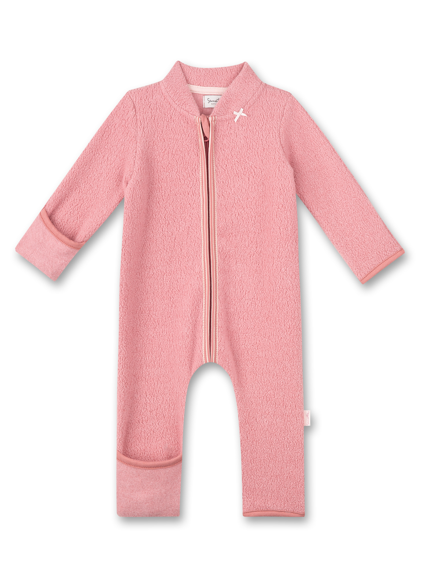 Mädchen-Fleeceoverall Rosa aus recyceltem Polyester 