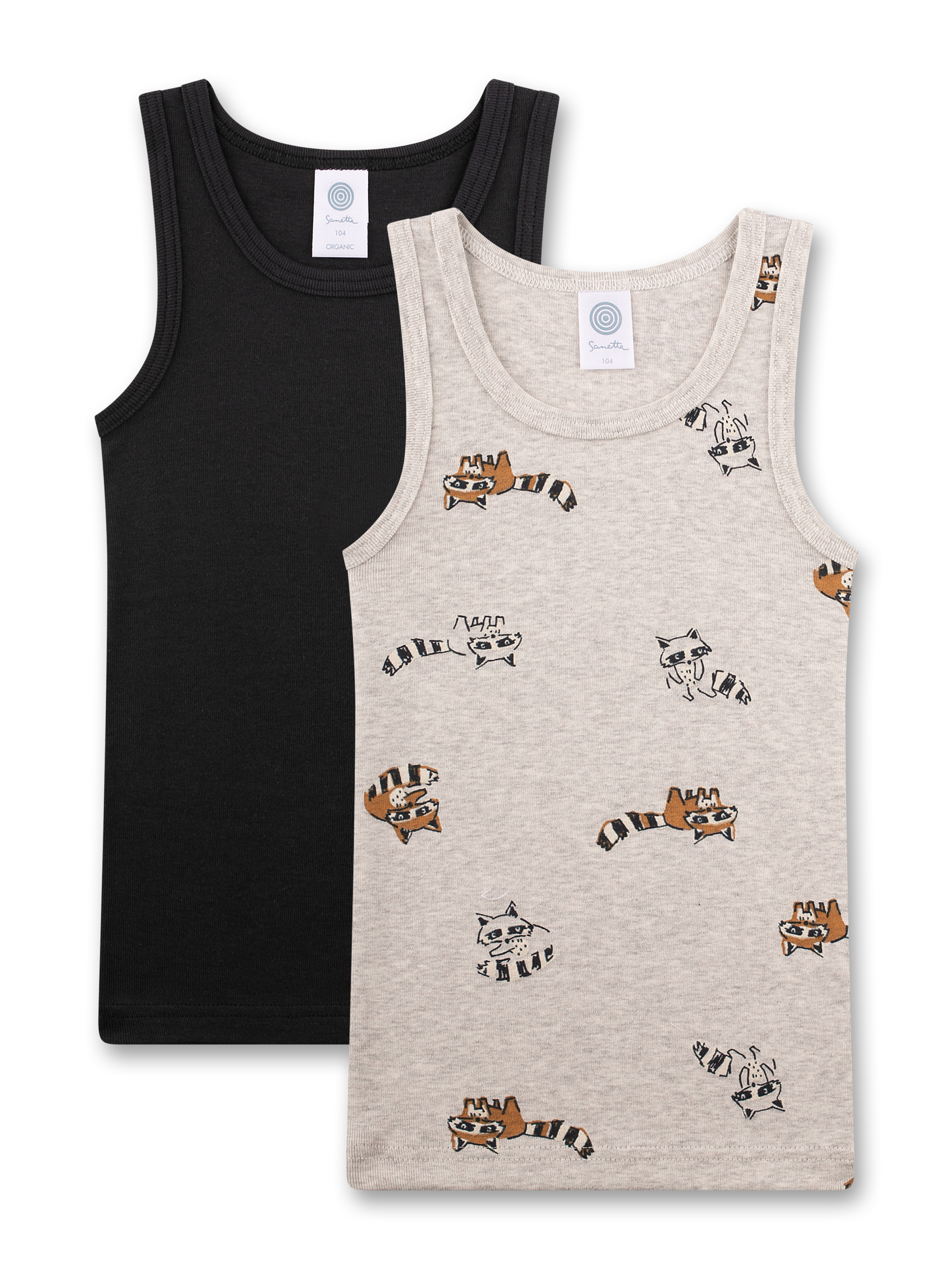 Jungen-Unterhemd (Doppelpack) blau & beige Waschbär 