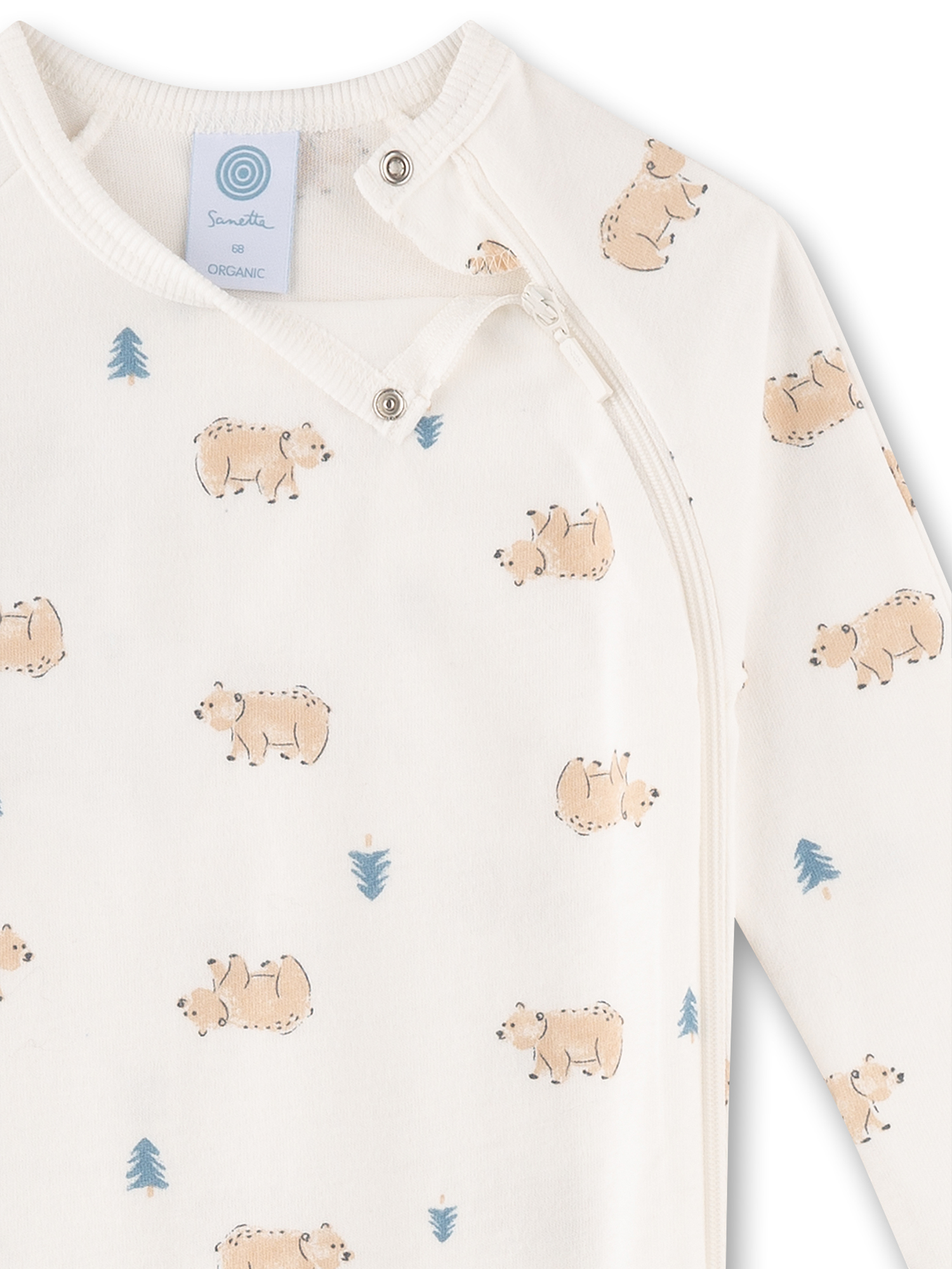 Organik, Pullover, Bären Muster, Creme, Langarm