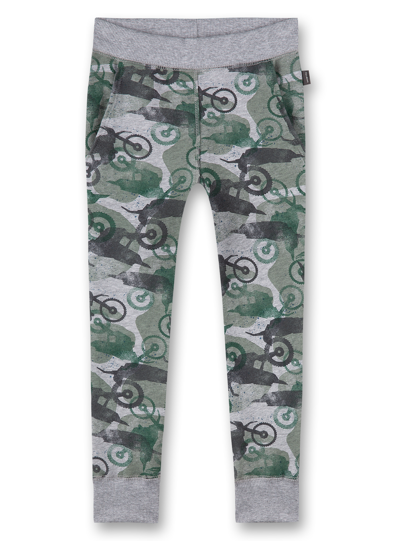 Jungen-Sweathose Graumelange Camouflage-Allover Motocross