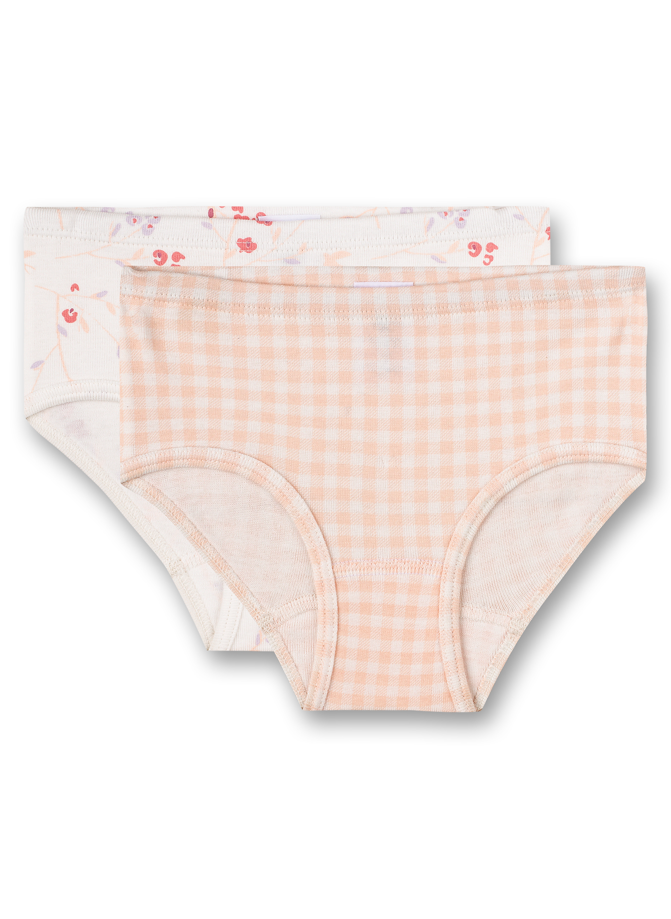 Mädchen-Hüftslip (Doppelpack) Rosa Vichy-Karo und Off-White