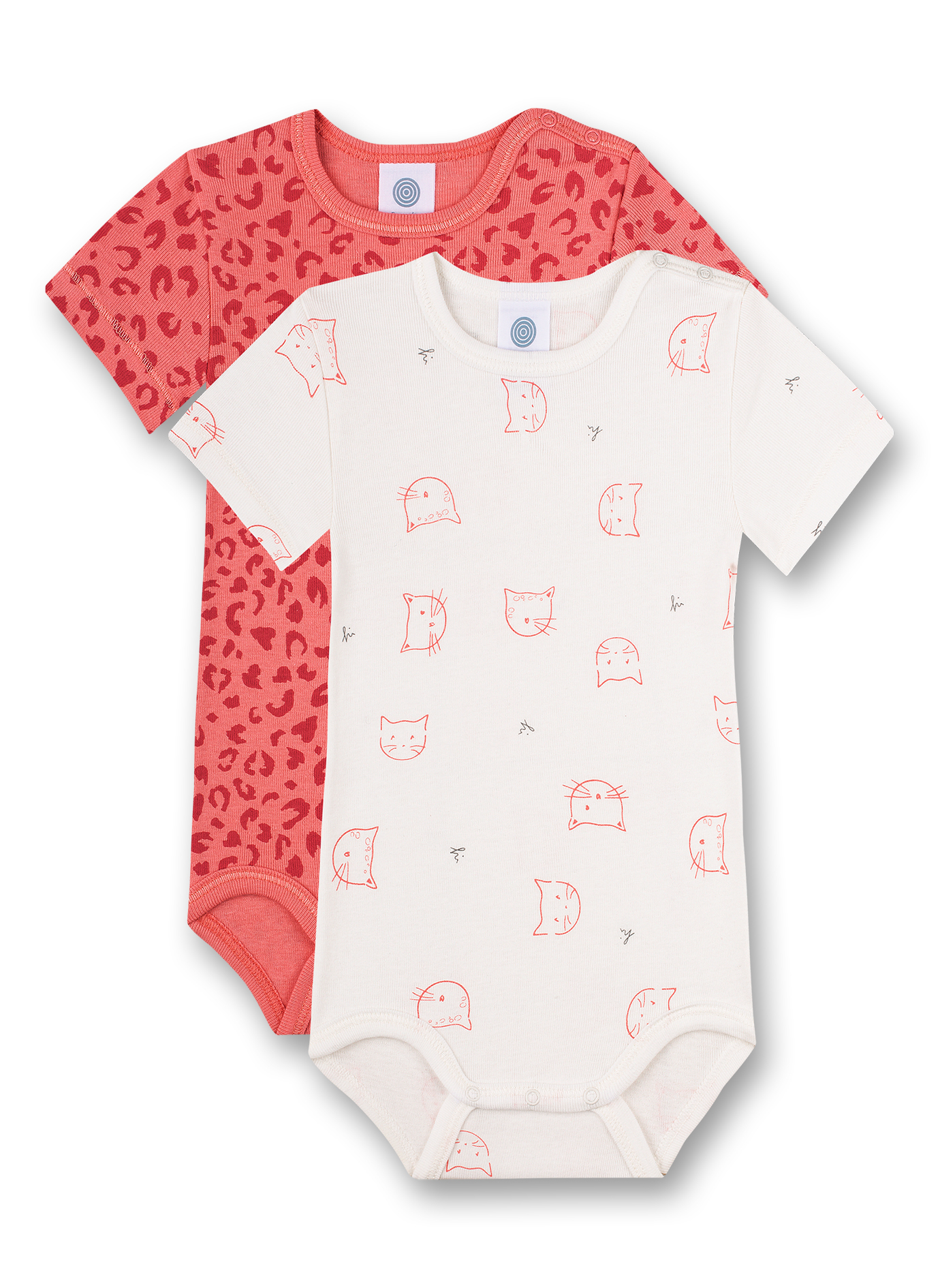 Body kurzarm (Doppelpack) Off-White und Rosa Tiny Leopard