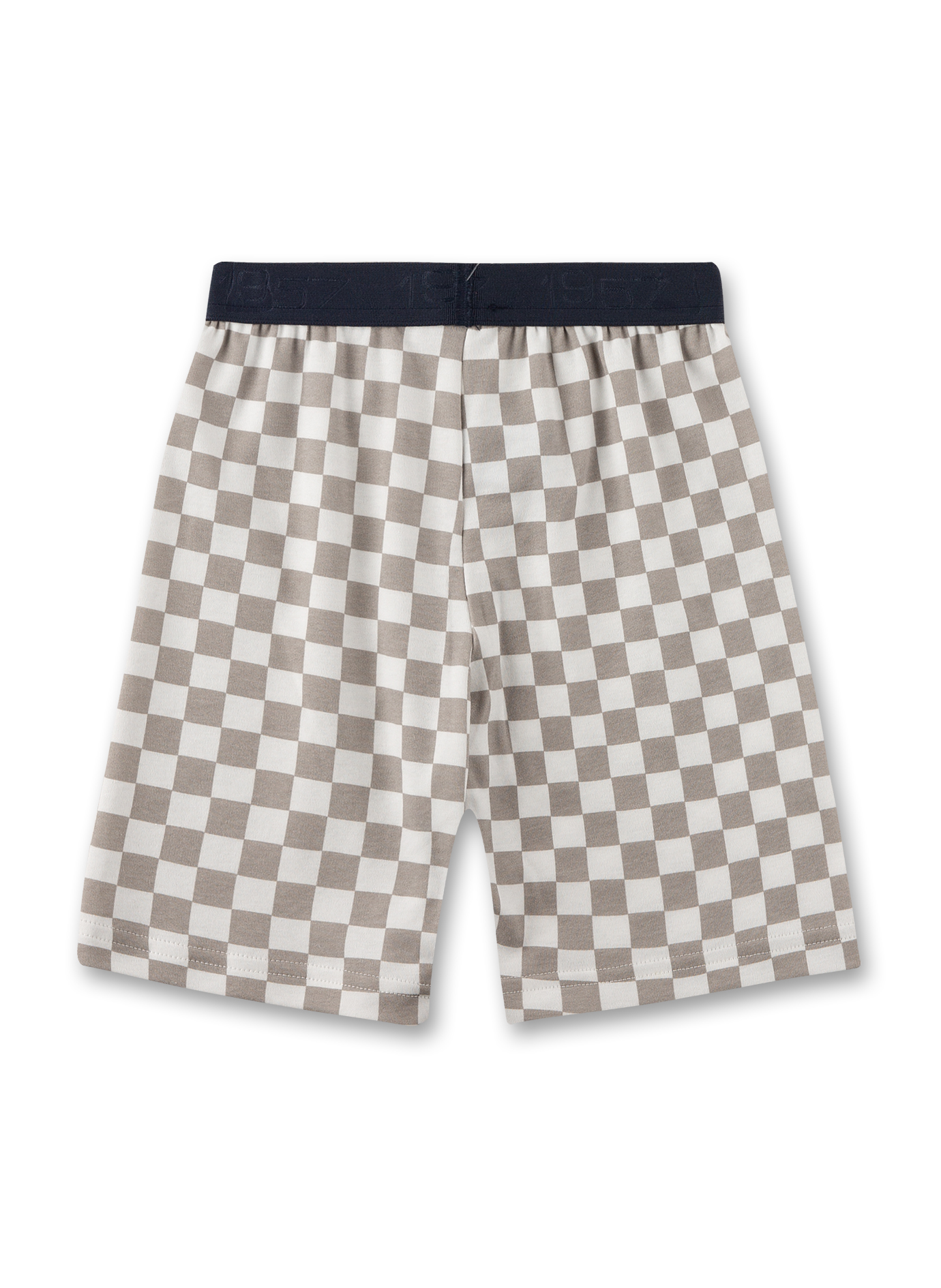 Hose, Shorts, Karomuster, Beige, Elastischer Bund